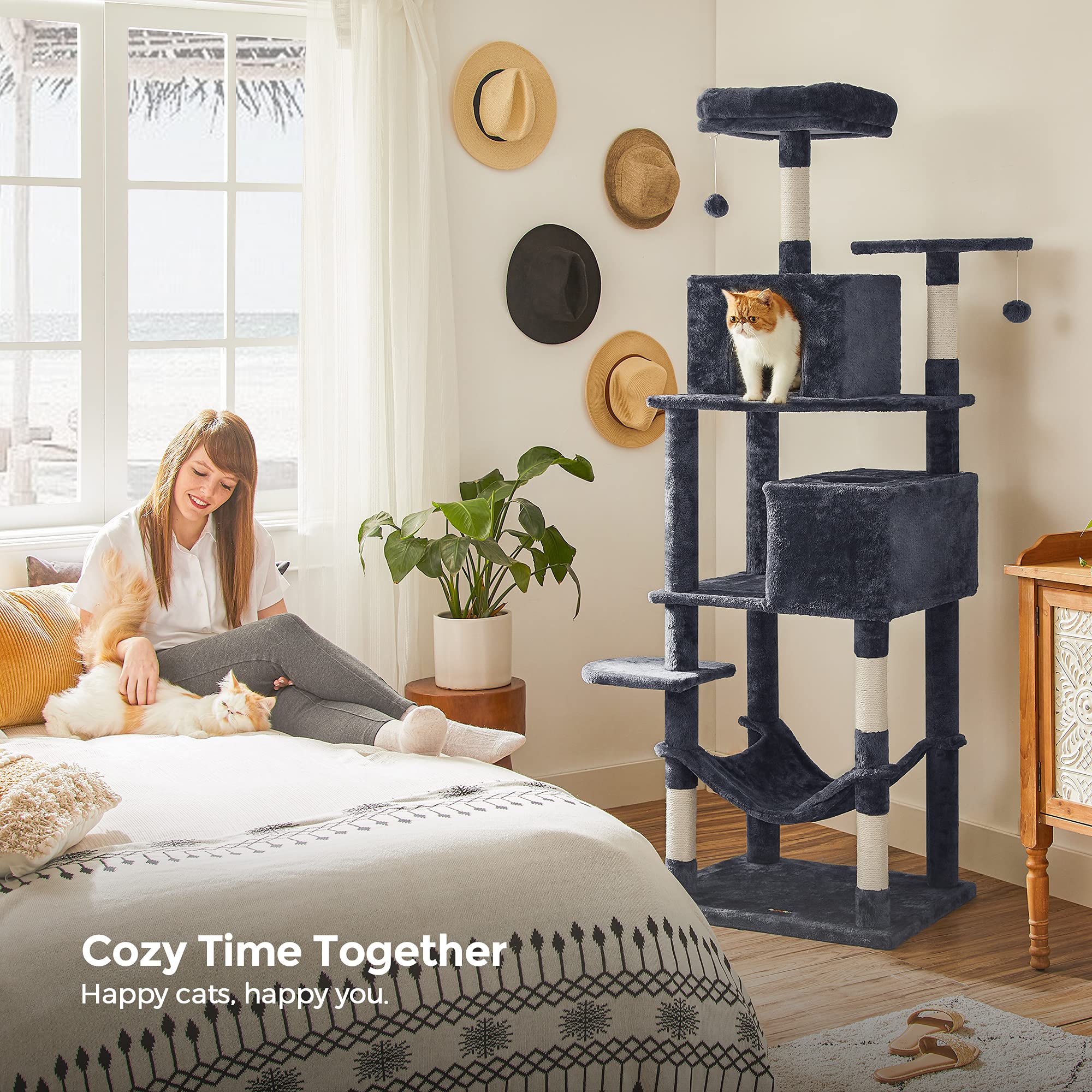 Buy FEANDREA Cat Tree, 75.2Inch Tall Cat Tower with Scratching Posts