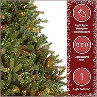 Vista 6 de National Tree Company Árbol de Navidad Artificial de Abeto Fraser de Jersey Completo Preiluminado de 7.5 pies, 1,250 Luces Multicolor, 3,144 Puntas