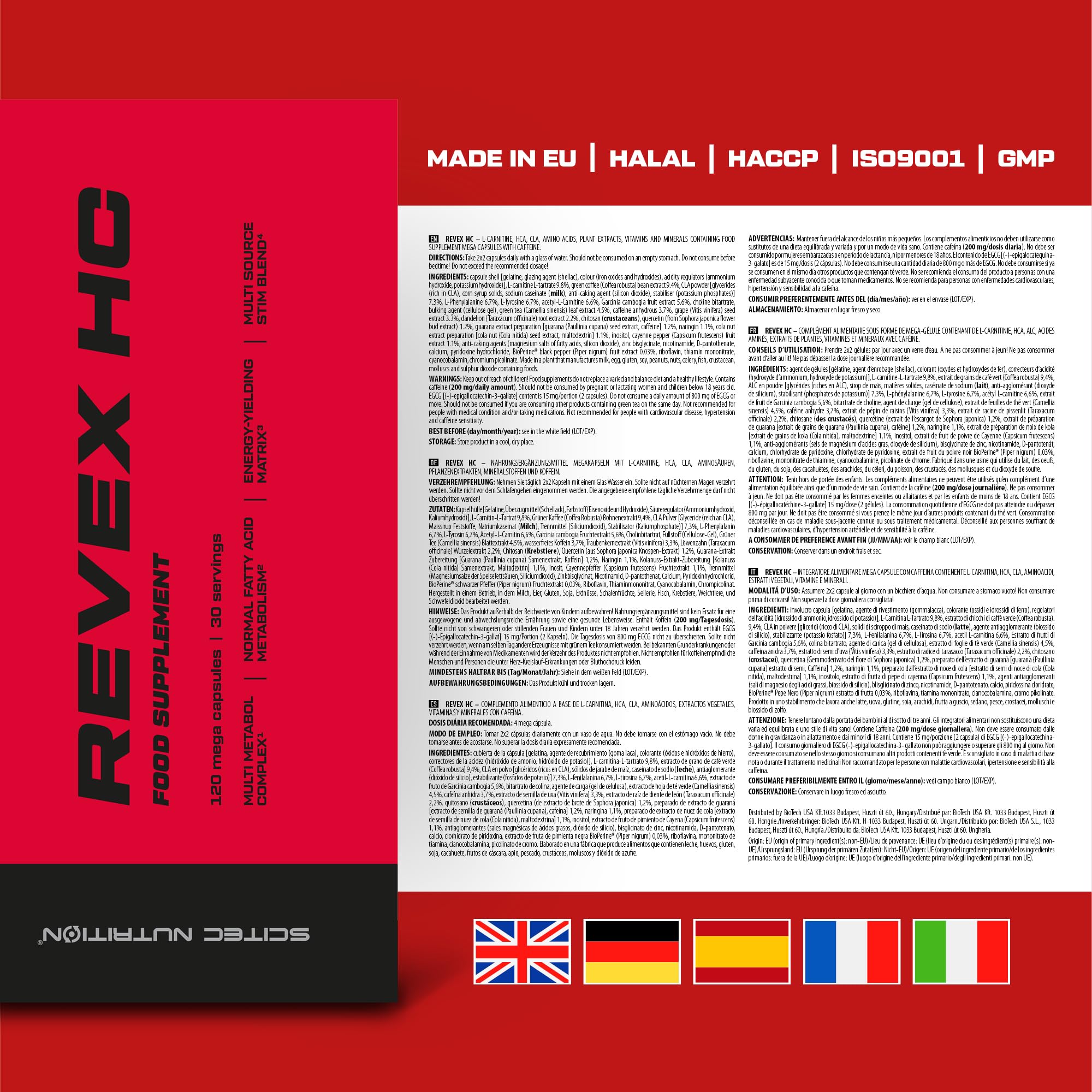 Scitec Nutrition Revex HC | L-carnitina | HCA | CLA | Aminoacidi | Estratti vegetali | Vitamine e minerali | con caffeina, 120 Mega Capsule
