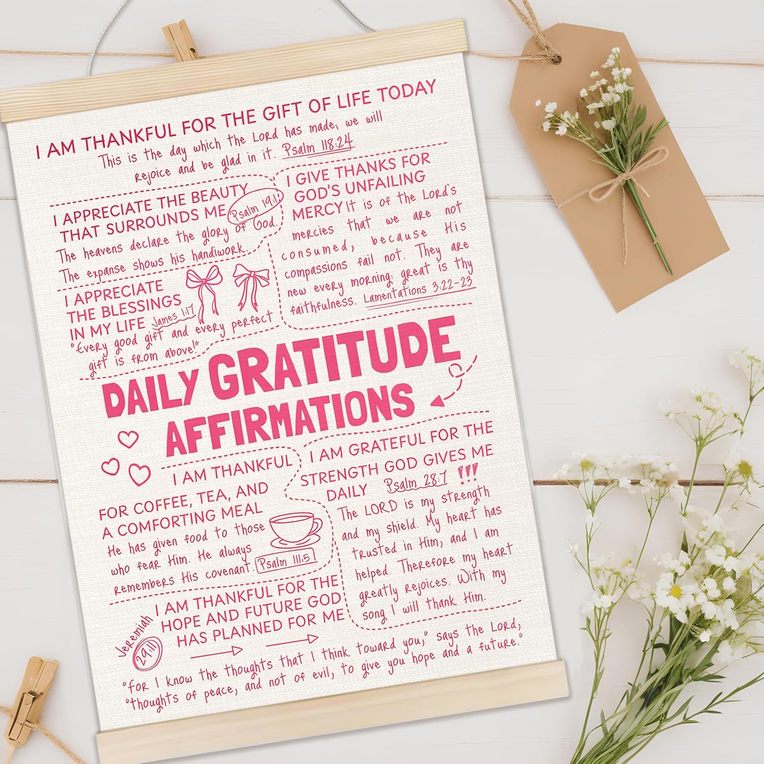 Welshower Pink Inspirational Positive Poster Hanger Frame, Preppy Girly Motivational Daily Affirmations Wall Art Prints Decor for Girls Bedroom Dorm Bedroom Apartment Framed, 12x16 Inch image 3