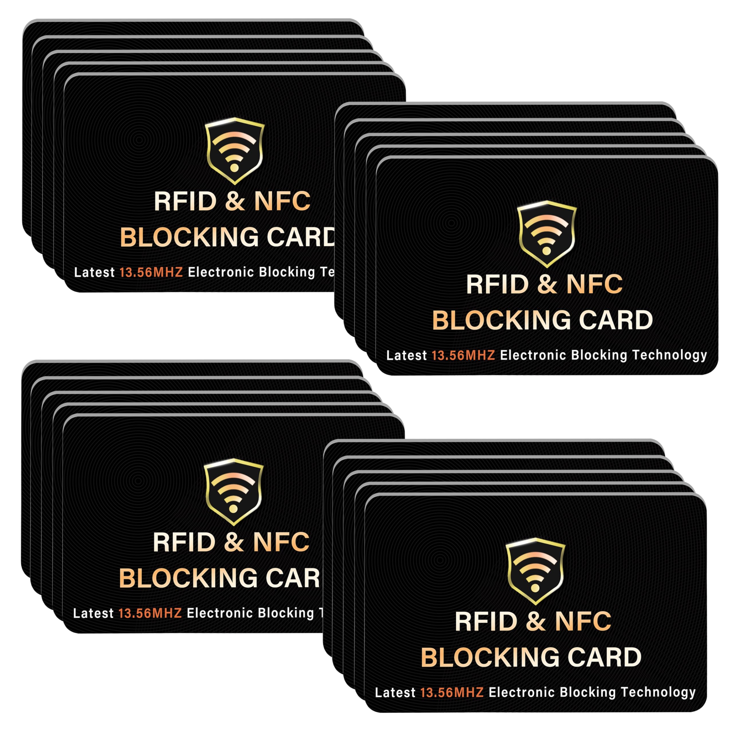 20 Pack RFID Blocking Card, One Card Protects Entire Wallet Purse, NFC Contactless Bank Debit Credit Card Protector ID ATM Guard Card Blocker–(Black)