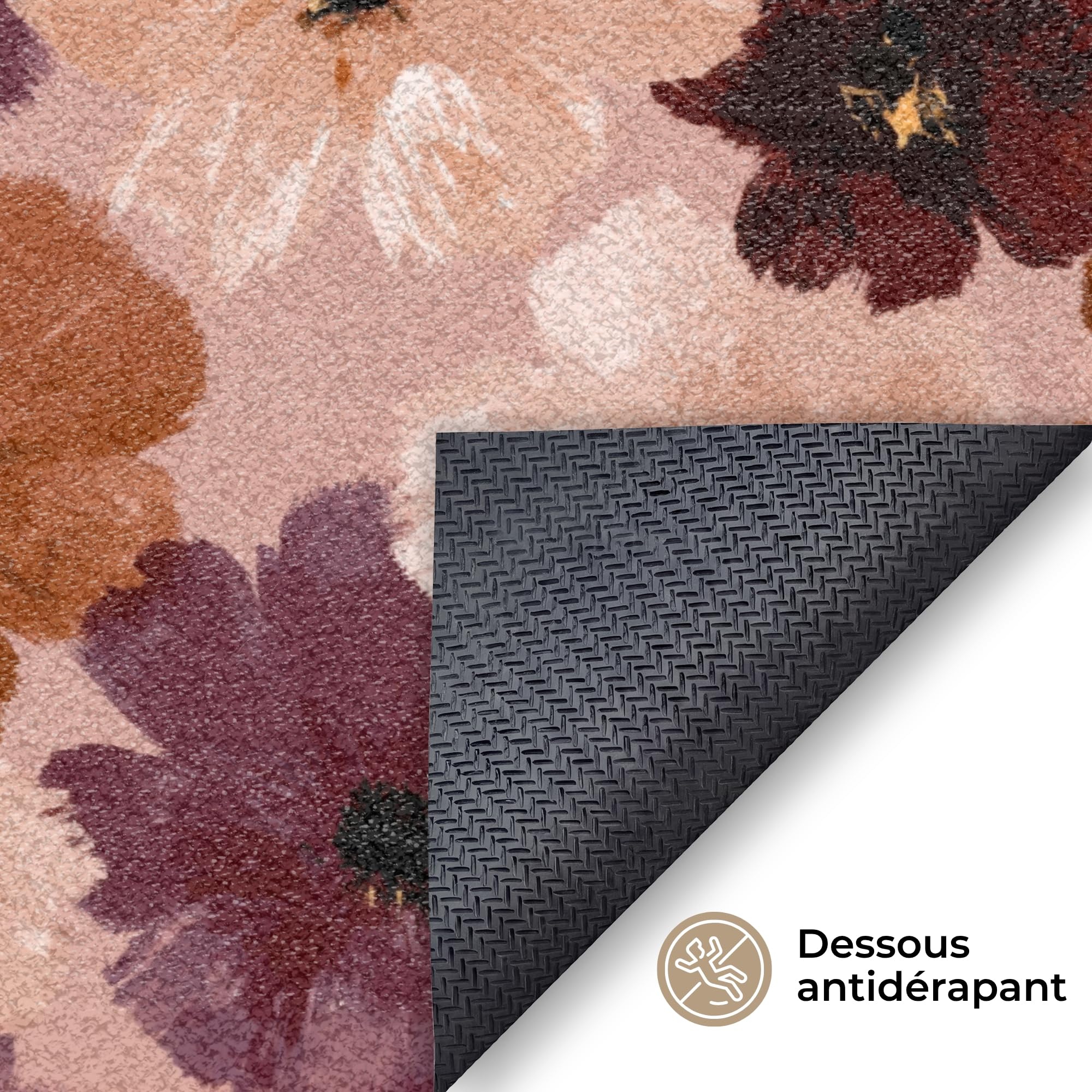 MuchoWow© Paillasson Tapis Entree Interieur d Entrée Exterieur Caoutchouc | 80x120 cm - d'entree Absorbant d'Entrée Intérieur pour Maison original Fleurs - Abstrait - Tons de terre