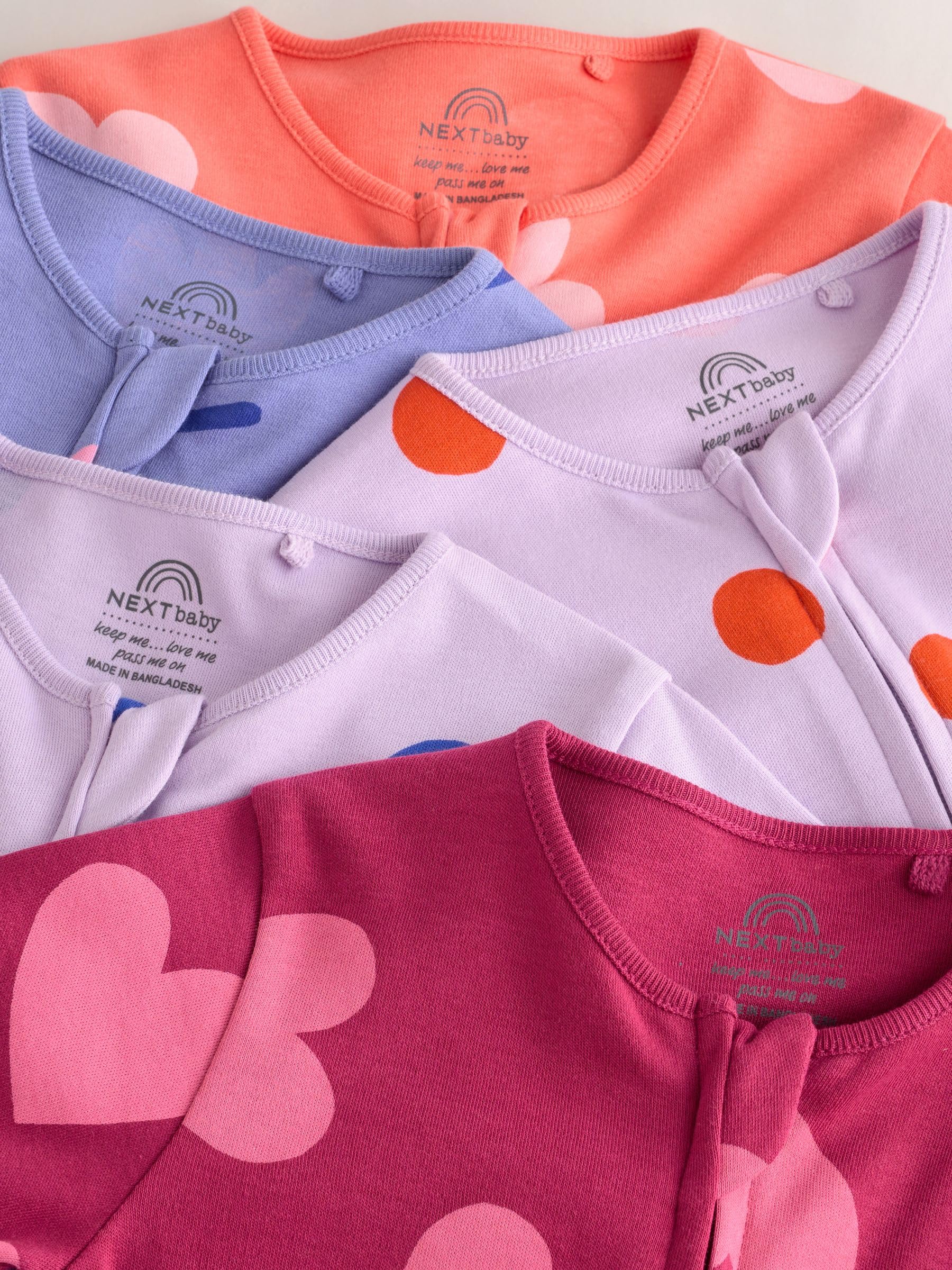 NEXT Bambina Confezione da 5 Tutine per Neonati con Zip bidirezionale