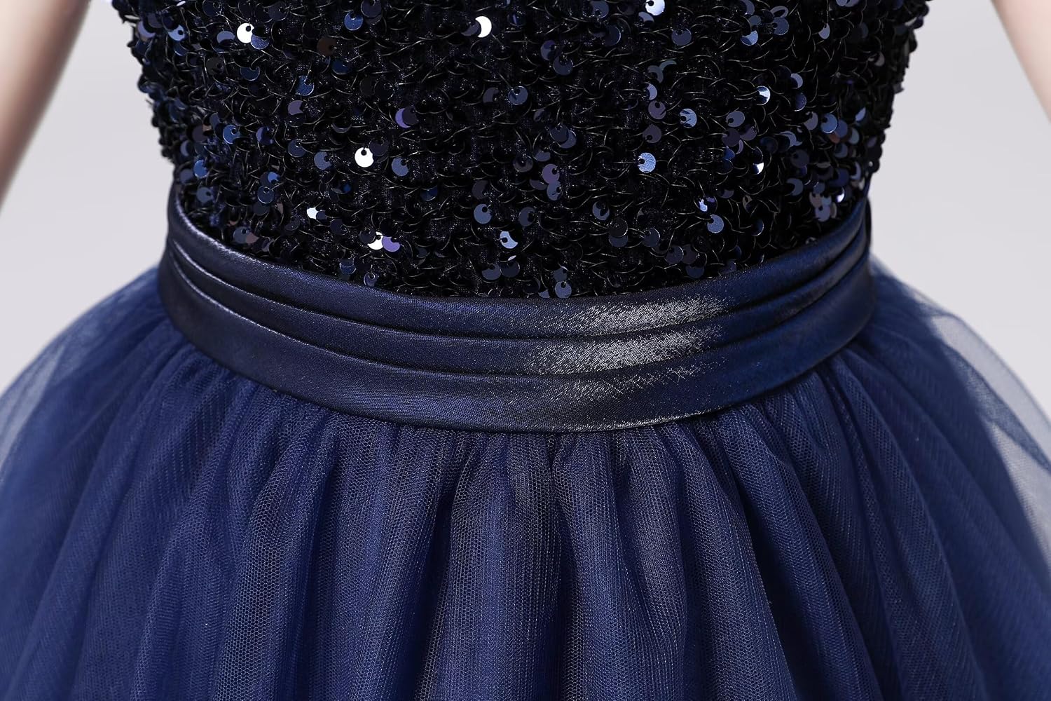 Flower Girl Dresses Wedding Bridesmaid Sequins Tulle Puffy Skirt Girls Birthday Party Pageant Gown Floor Length