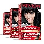Revlon ColorSilk with Bond Repair Complex, Black Permanent Hair Color, 100% Gray Coverage, Ammonia Free Hair Dye, Vegan Keratin, 10 Black (Pack of 3)