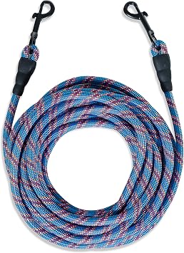 Pet Fit For Life Heavy Duty 30 Ft Bungee Tie Out Cable for Safe Outside Dog and Puppy Yard Play with Stretch Resistance and Dual Clasps - Pairs with PFFL Dog Anchor Stake for Small/Medium/Large Dogs