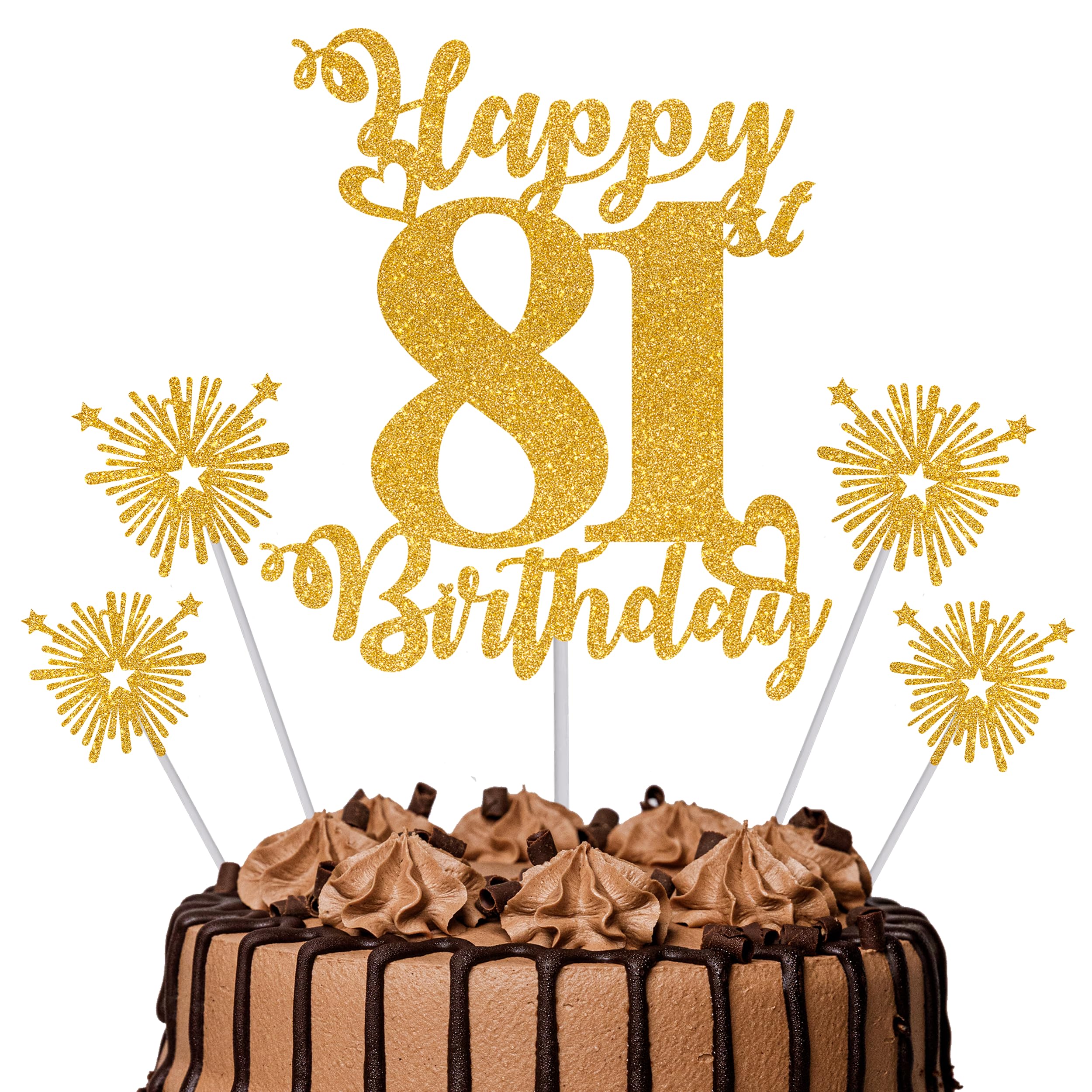 Gold Glitter 96th Birthday Cake Topper Set – 5 Piece Premium Glitter Birthday Decoration & Party Supplies for Men, Women & Kids – 96th Birthday — view 31
