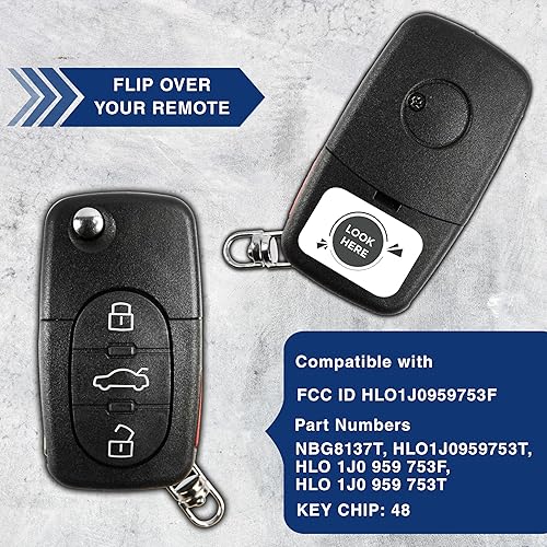 Miniatura 4 de 2X KeylessOption Llavero de Repuesto para Volkswagen VW Beetle Cabrio Golf Jetta Passat de 1998 1999 2000 2001 2002, Control Remoto de Entrada sin
