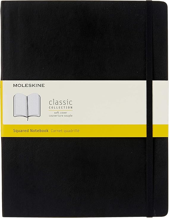 Moleskine Classic Notebook, Soft Cover, XL (7.5" x 9.5") Squared/Grid