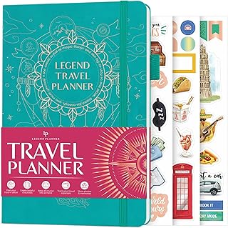Legend Travel Planner – Vacation Itinerary Organizer for Solo Travel & Couples – Travelling Journal for Women & Men – Traveling Log with Expense Tracker & Packing List – Hardcover (Viridian Green)