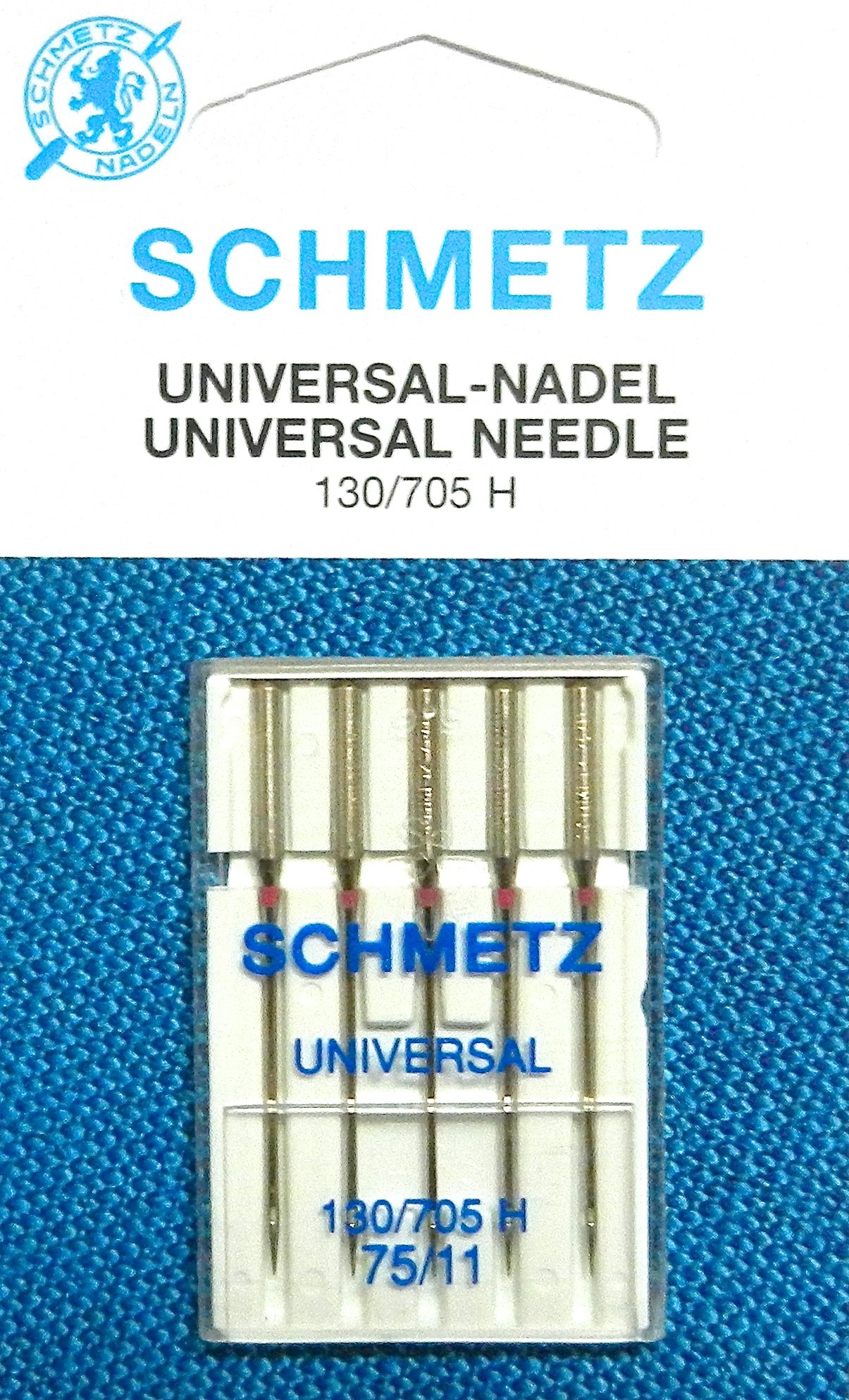 5 Schmetz Universal Sewing Machines Needles HAx1 (Flat Bottom) 130/705 H Thickness 75/11