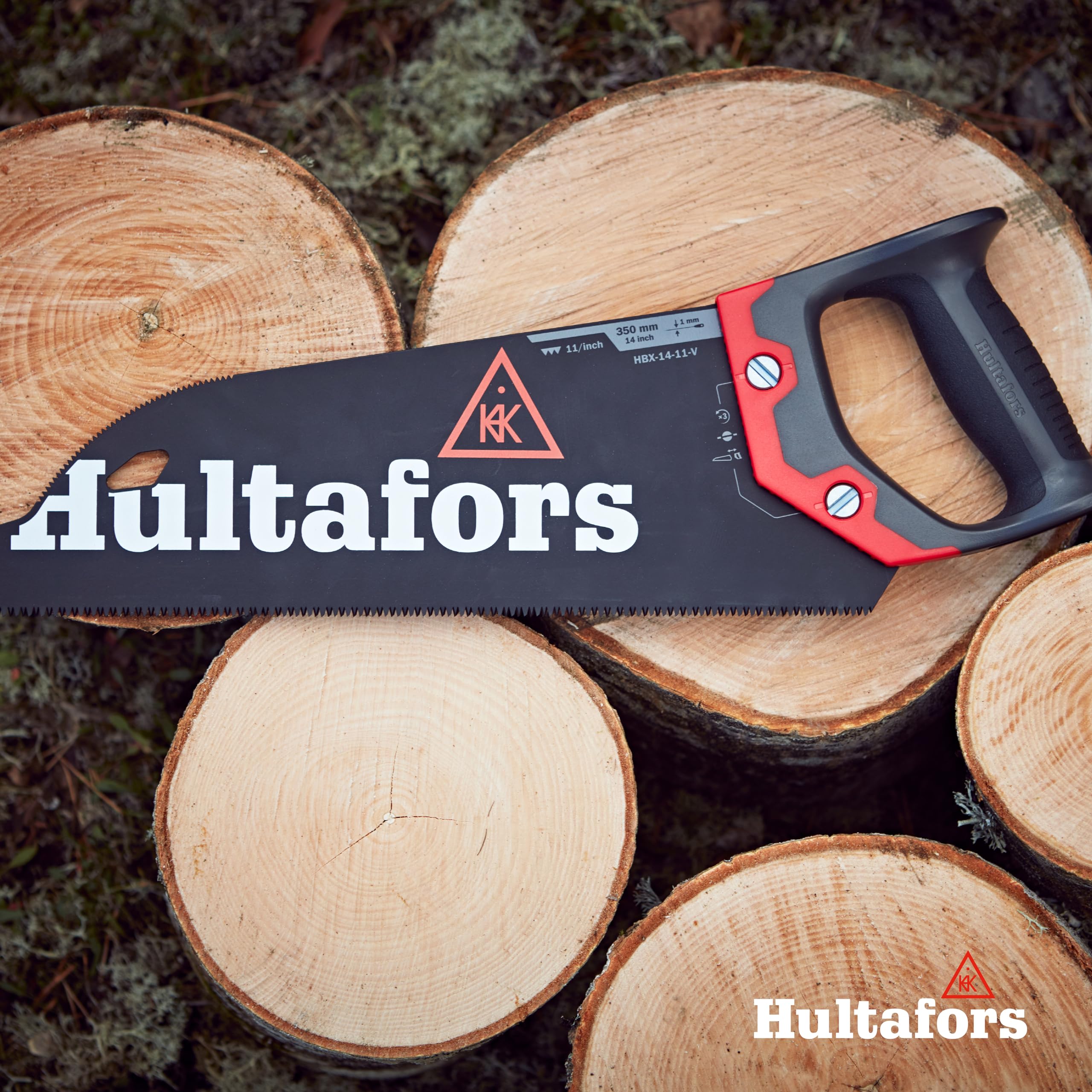 Sierra para chapas de 350 mm de Hultafors | 11 dientes por pulgada | Sierra para madera y laminados | Con mango ergonómico | Sierra de mano duradera con protector de hoja incluido | 590730