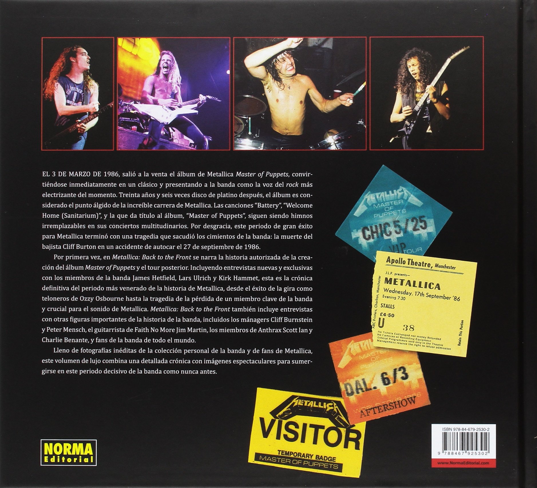 METALLICA BACK TO THE FRONT. LA HISTORIA VISUAL AUTORIZA DEL ALBUM Y LA GIRA MASTER OF PUPPETS