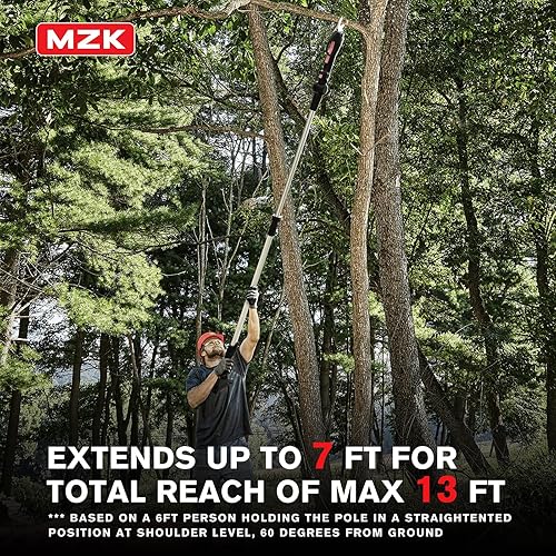 Miniatura 3 de MZK Tijeras de podar eléctricas inalámbricas 2 en 1, podadora inalámbrica a batería de 20 V, diámetro de corte de 1.2 pulgadas, poste de extensión