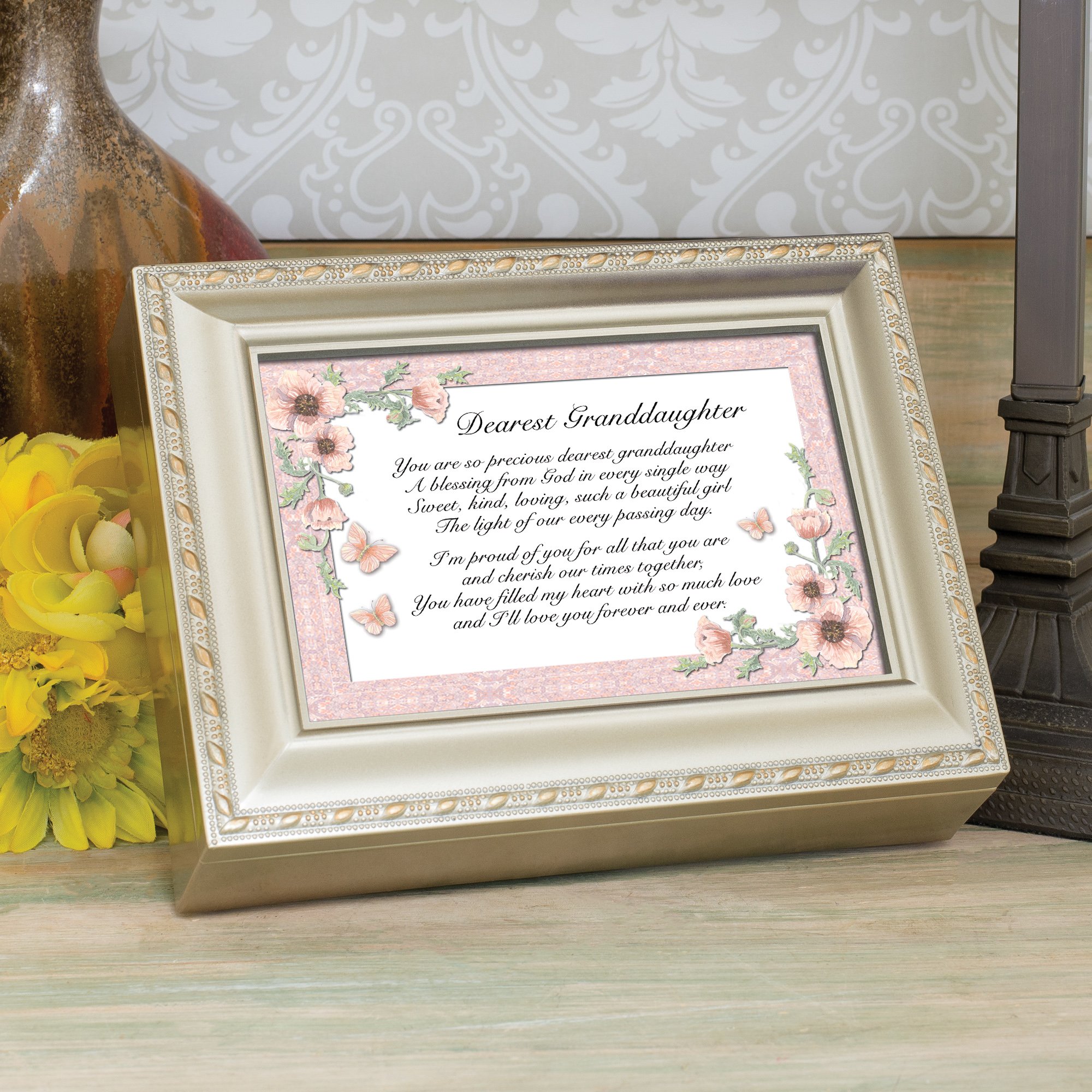 Dearest Enkelin Champagner Silber Cottage Garden Traditionelle Musik Box Light Up My Life