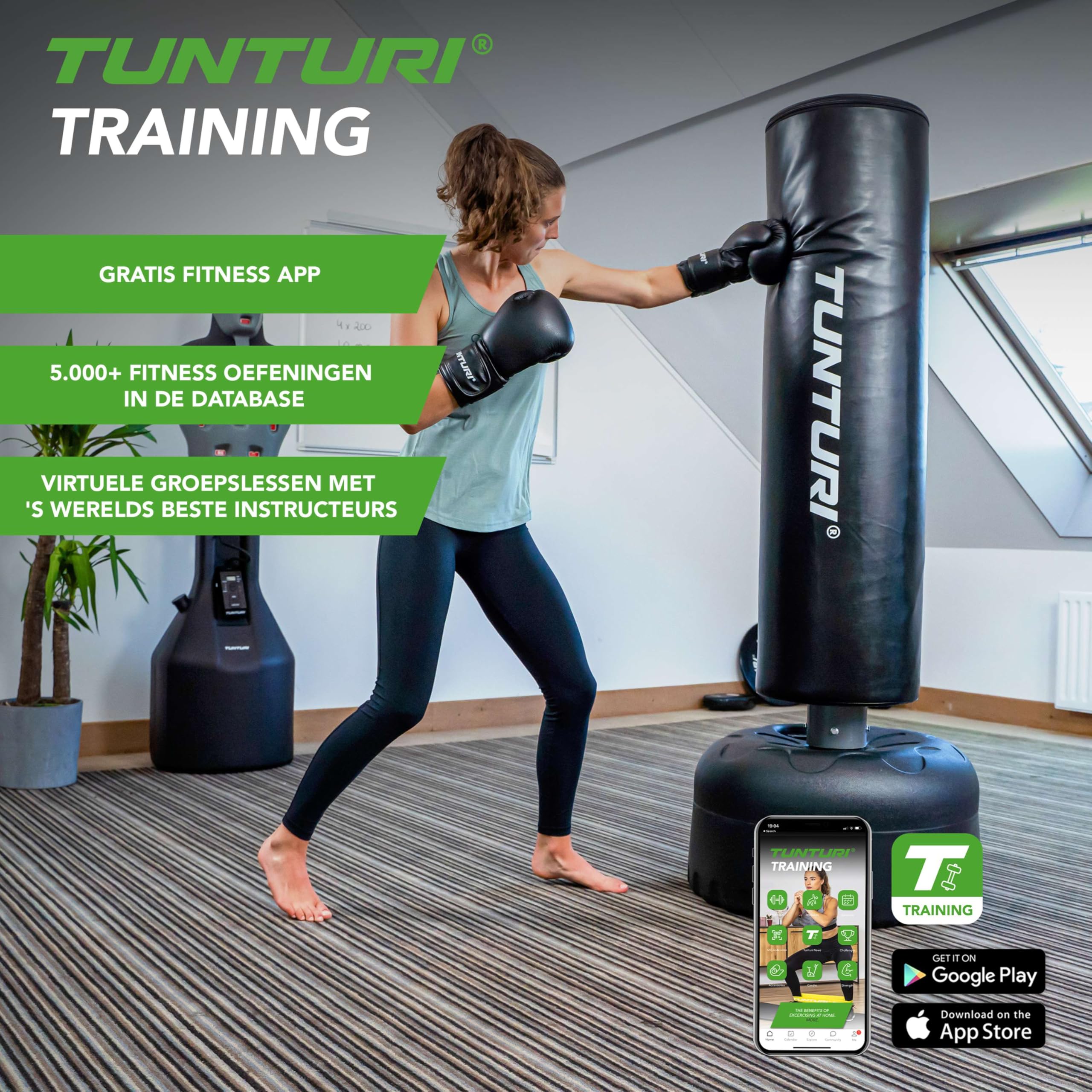 Tunturi Sacco da boxe, 170/180 cm, autoportante, supporto per boxe, robusto per MMA, boxe, allenamento, per adulti (principianti e professionisti)
