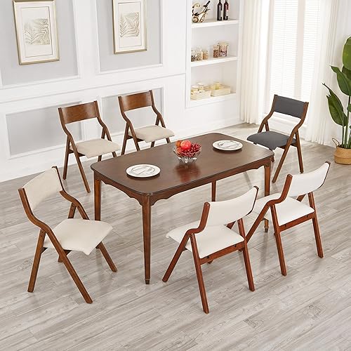 Miniatura 9 de Ball & Cast Juego de 2 sillas de comedor plegables tapizadas, silla de madera plegable paquete de 2, silla de oficina portátil para cocina,