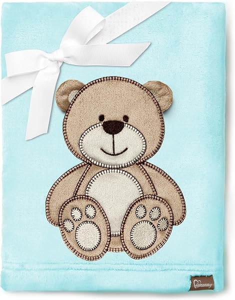 Be Mammy Coperta calda per bambini con peluche regalo per bambino con motivi 3D (Blu Polvere - Orso) - 1