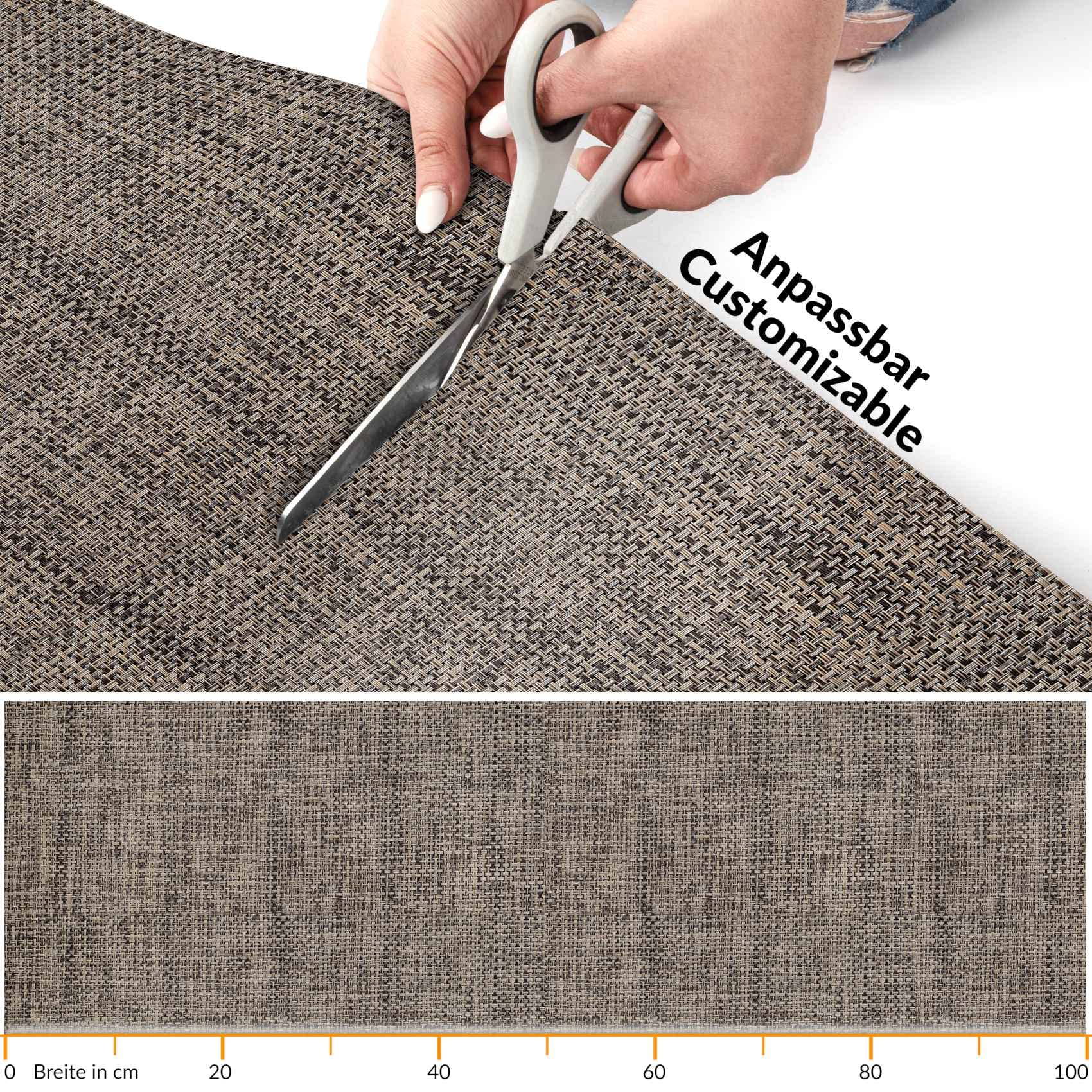 ANRO Tappeto passatoia per interni ed esterni, impermeabile, per balcone, terrazza, corridoio, resistente alle intemperie, marrone, lavabile, 350 x 100 cm