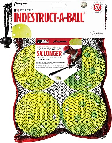 Miniatura 7 de Franklin Sports Pelotas de entrenamiento de plástico - Indestruct-A-Ball de plástico para práctica de bateo de béisbol y sóftbol - Pelotas de golf
