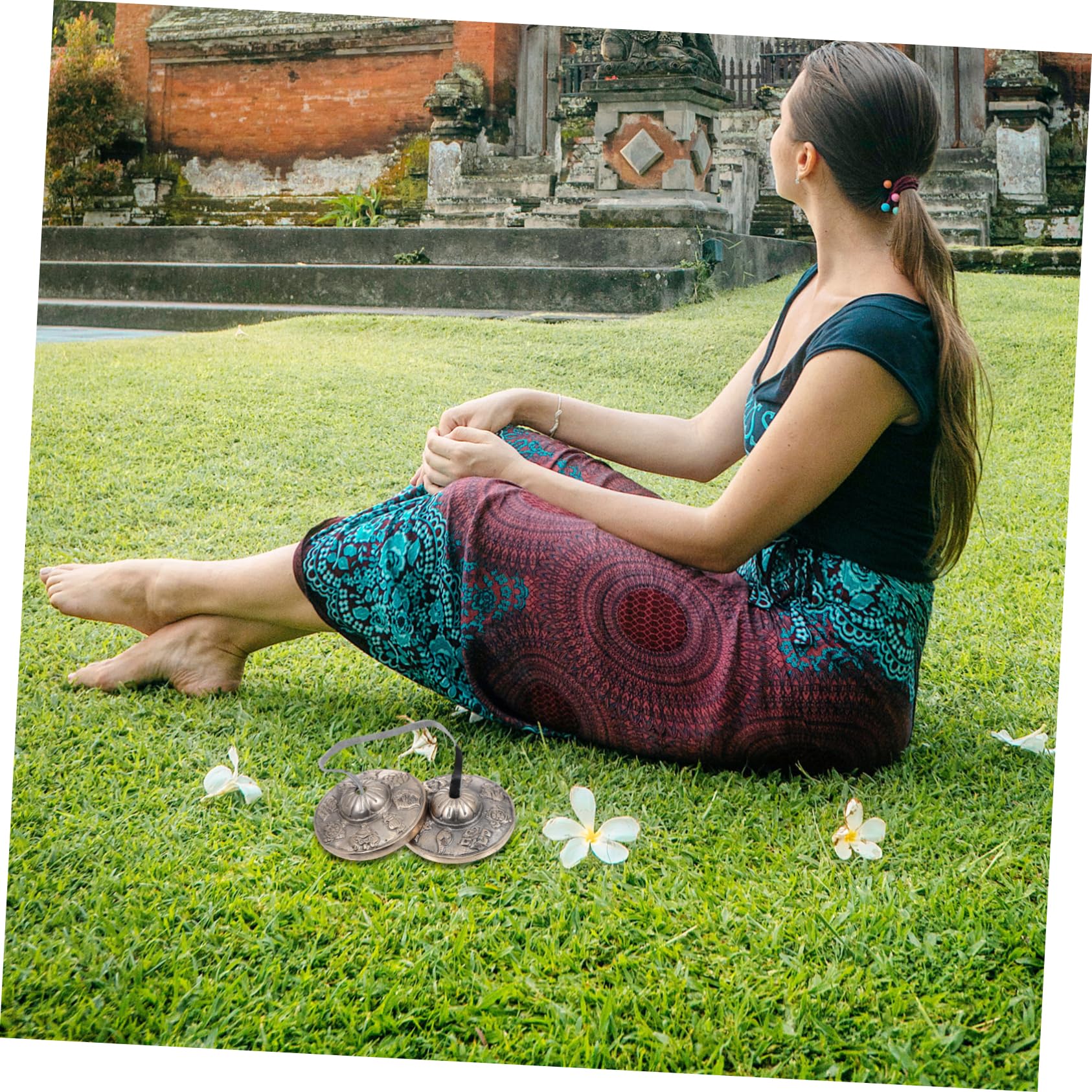 Tibetische Zimbelglocke aus Messing Silber für Meditation