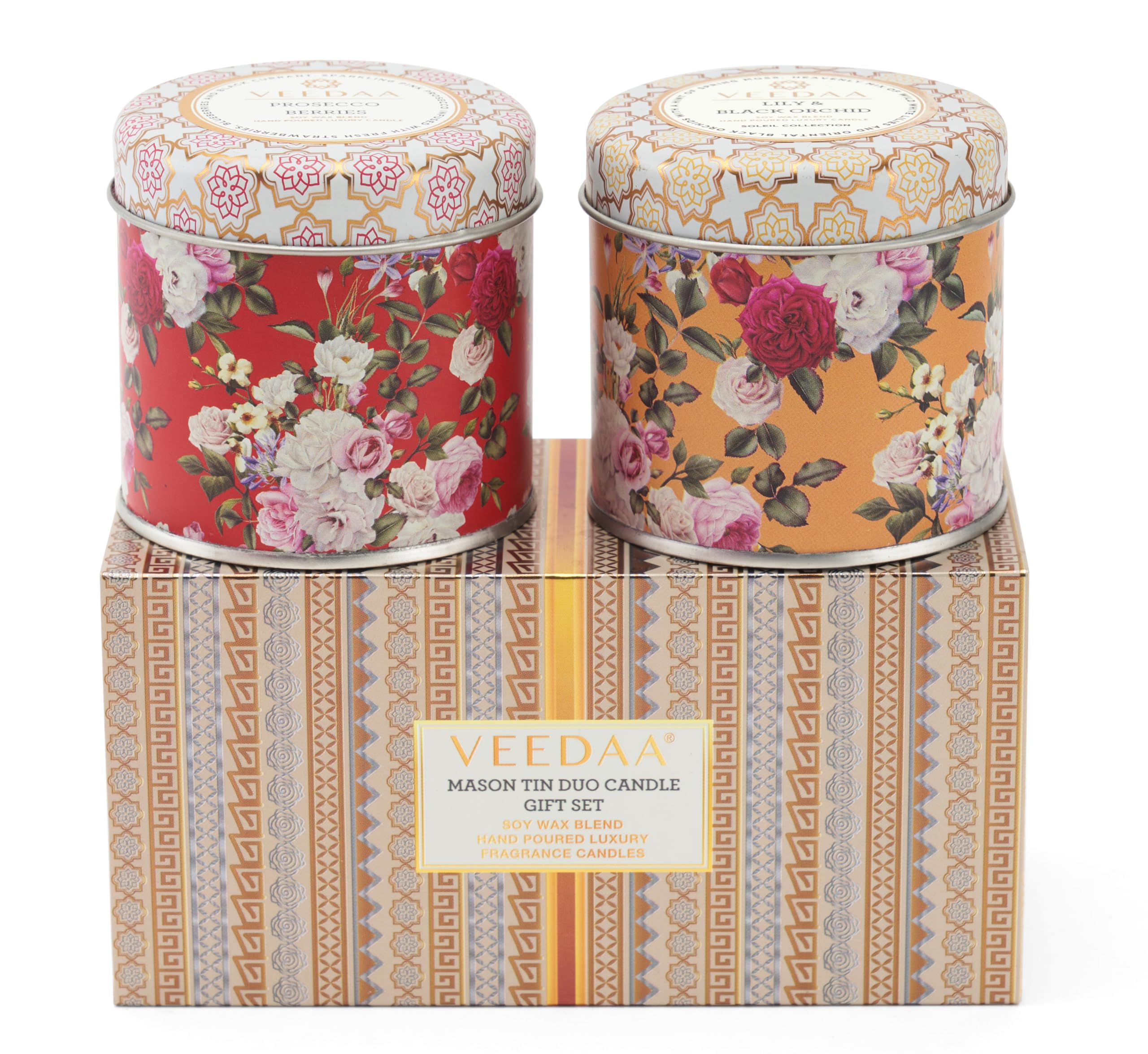VEEDAA Scented Candles Duo Gift Set 600 gm | Lily Black Orchid and Prosecco Berries | 300 gm Each, Soy Wax Eco Friendly-image-17