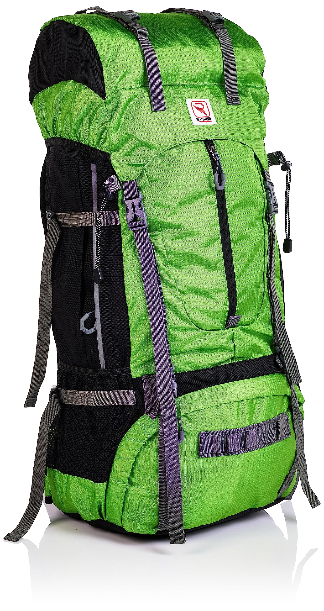 60 Litre Lightweight Mountaineering Bag, Foldable Hiking Rucksack, Breathable Outdoor Sport Trekking, Climbing and Camping Backpack, Green