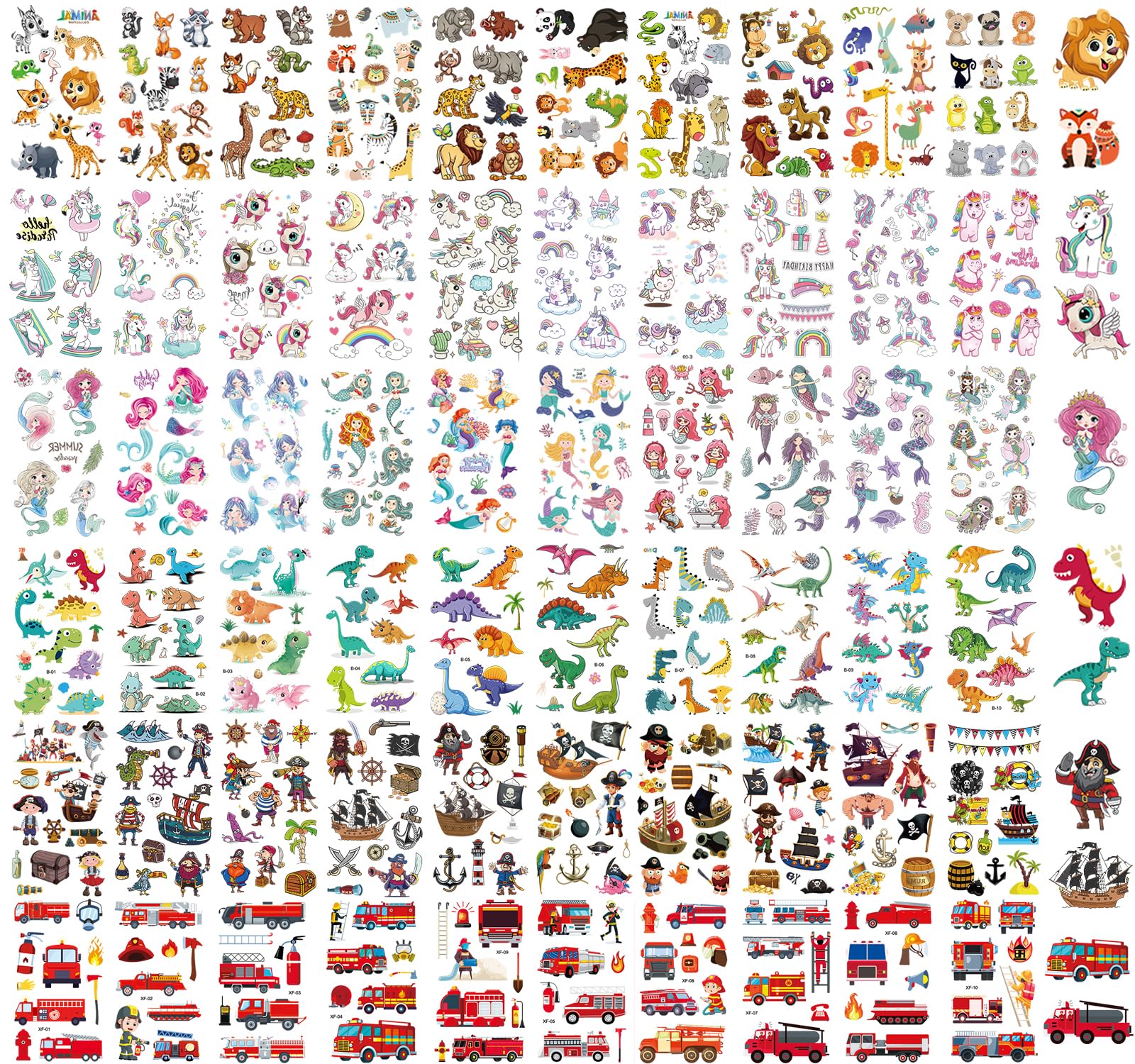 KIHONI 650 Stück Tattoo Kinder Mädchen Jungen 60 Blätt Temporäre Tattoos Kinder Tattoo Aufkleber Kindertattoos Tattoo Sticker, Hautfreundliche Tattoo Set Kindergeburtstag Party Mitgebsel