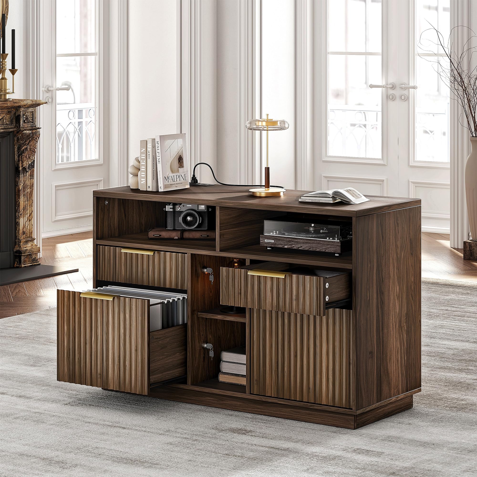 HUANUO 4 Drawer Lateral File Cabinet with Lock for Home Office