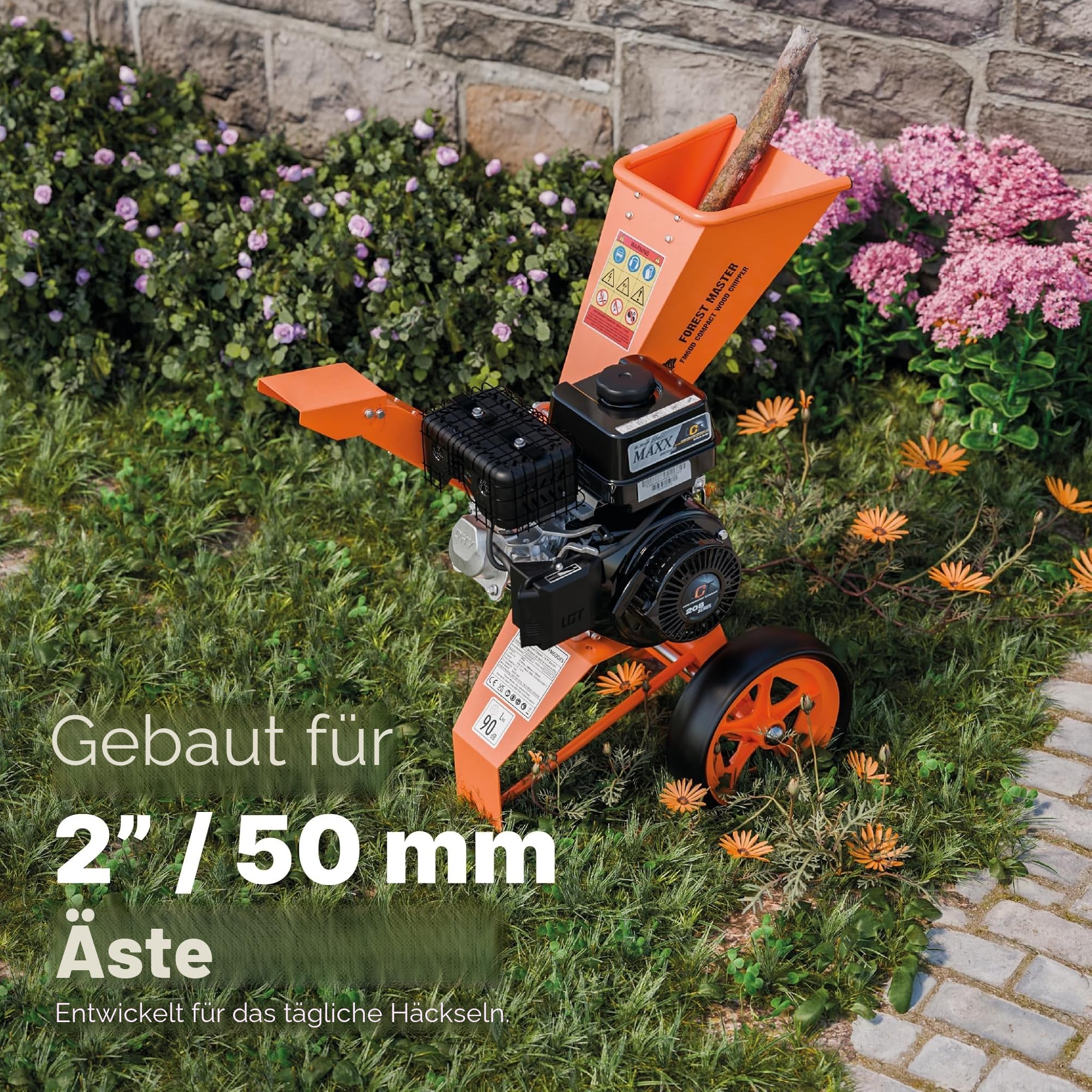 Forest Master FM6DD Benzin 4-Takt Motor Holz Häcksler, 6 HP, 780 x 480 x 910