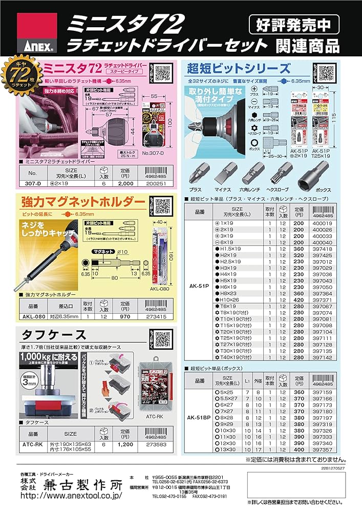 Amazon | アネックス(ANEX) ラチェットドライバー ミニスタ72