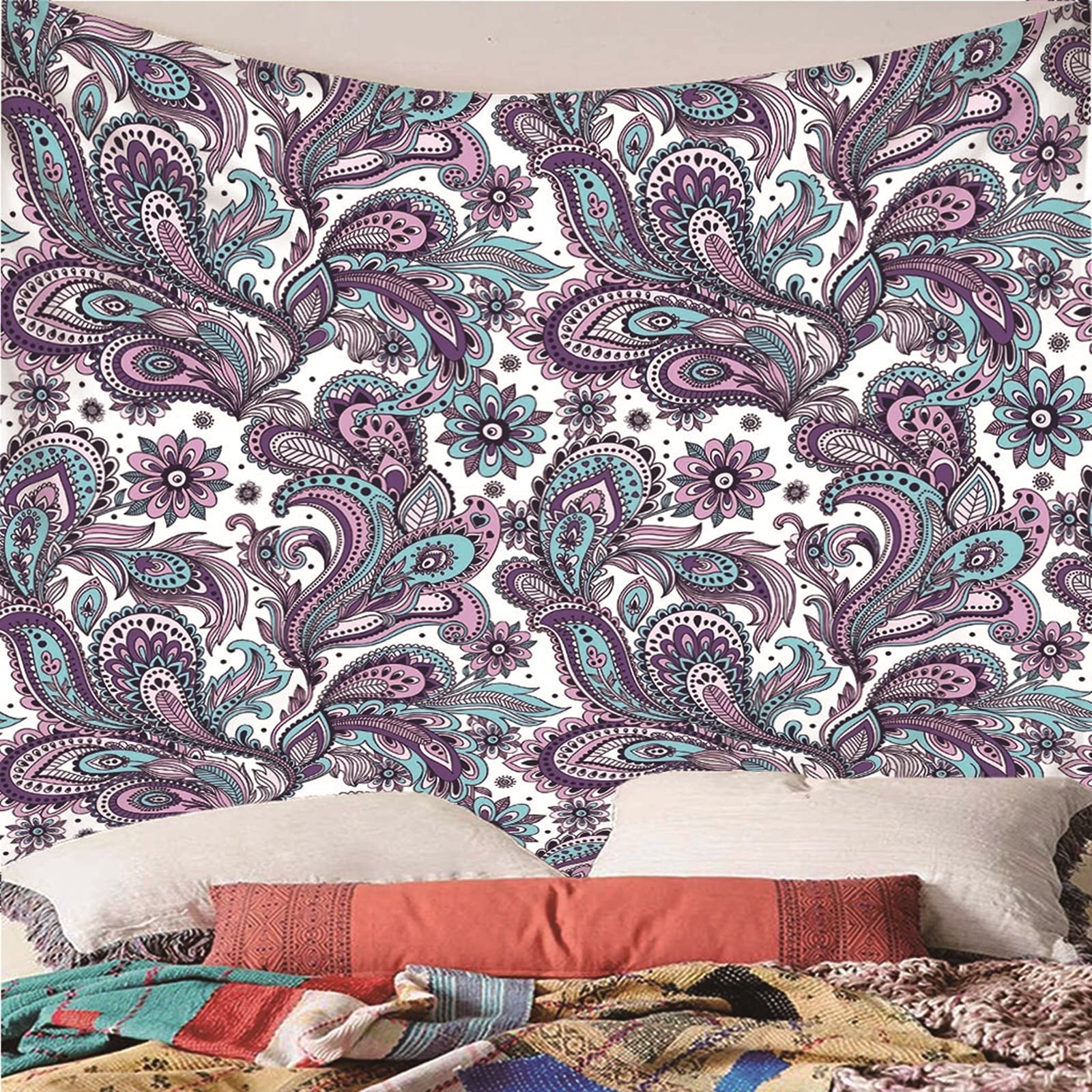 Aeici Tapiz Tela Muro Playa, Manta Pared Decorativa Estampado Floral Tapiz para Colgar Pared(350X256Cm)