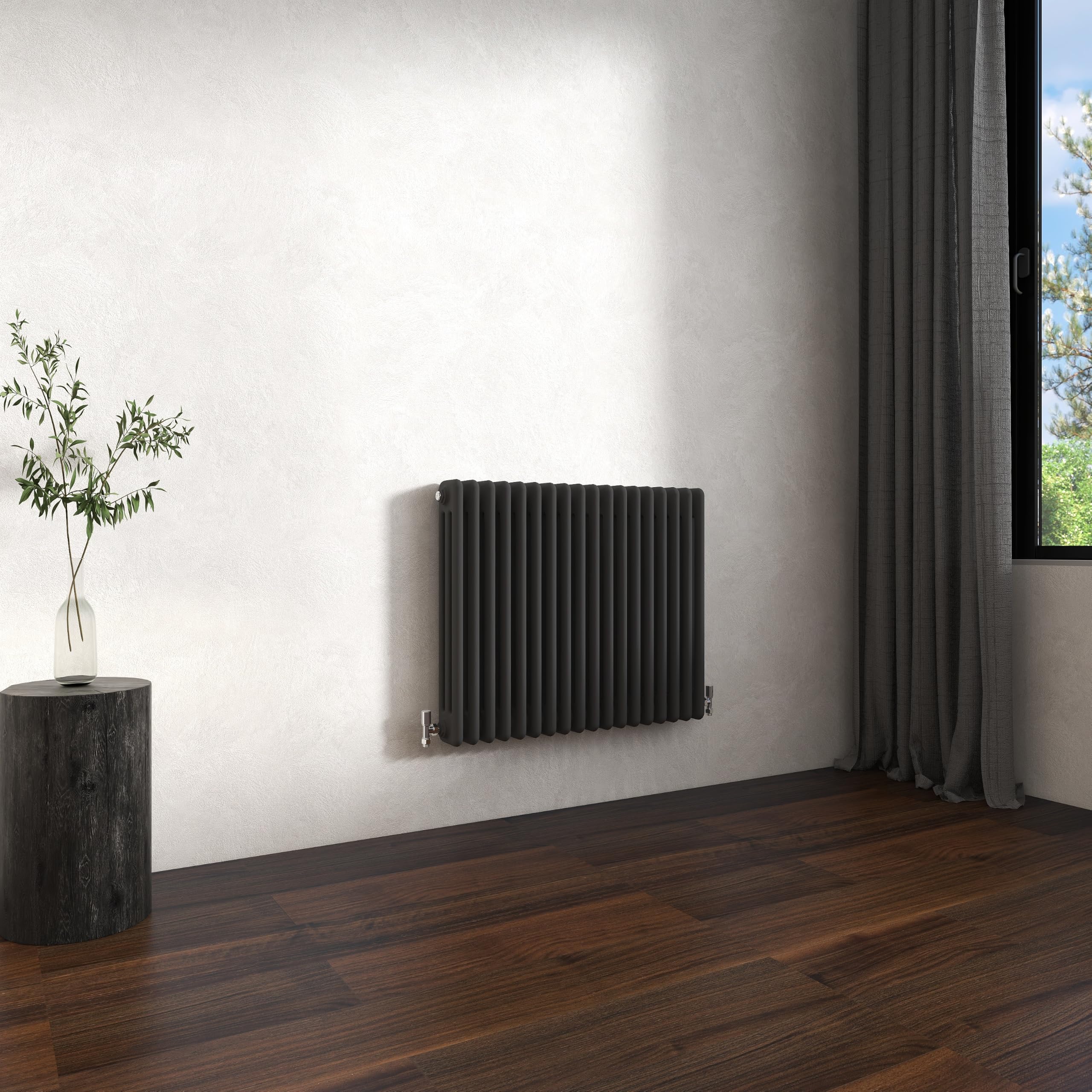 Traditional 3 Column Cast Iron Radiator 600x830mm Horizontal Anthracite