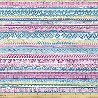 Vista 351 de Ambesonne Tela de Fiesta Popstar por Yarda, Estilo de Dibujos Animados Garabatos Dibujados a Mano Tema Musical Impresión de Arte Lineal, Tela