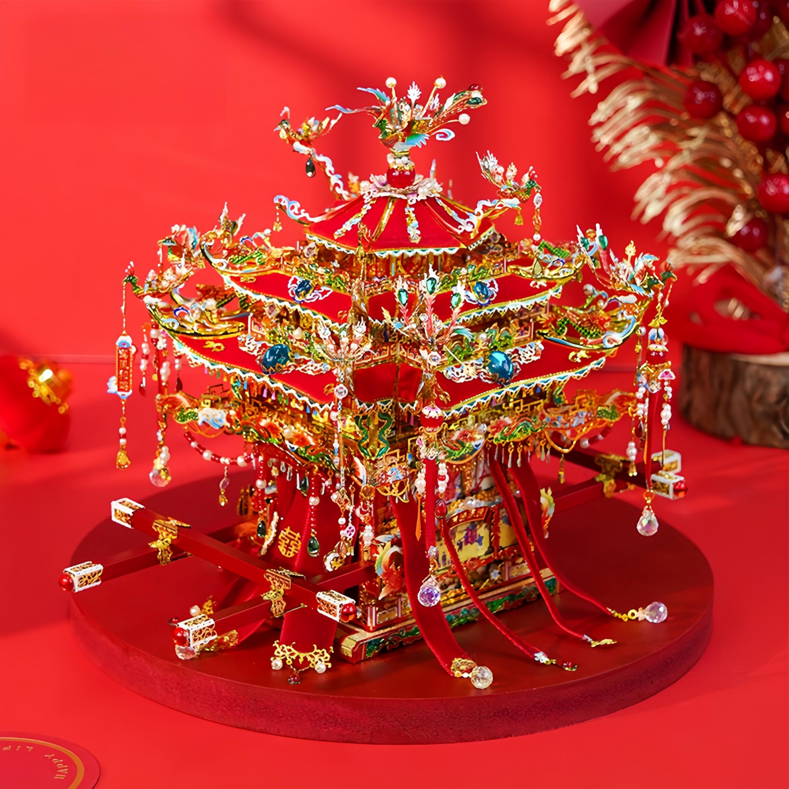Metalowe puzzle 3D, małżeństwo, ślub, sedan, krzesło i buty, metalowe zestawy modeli, zestawy prezentów urodzinowych, kreatywne, ręcznie robione do domu, czerwone