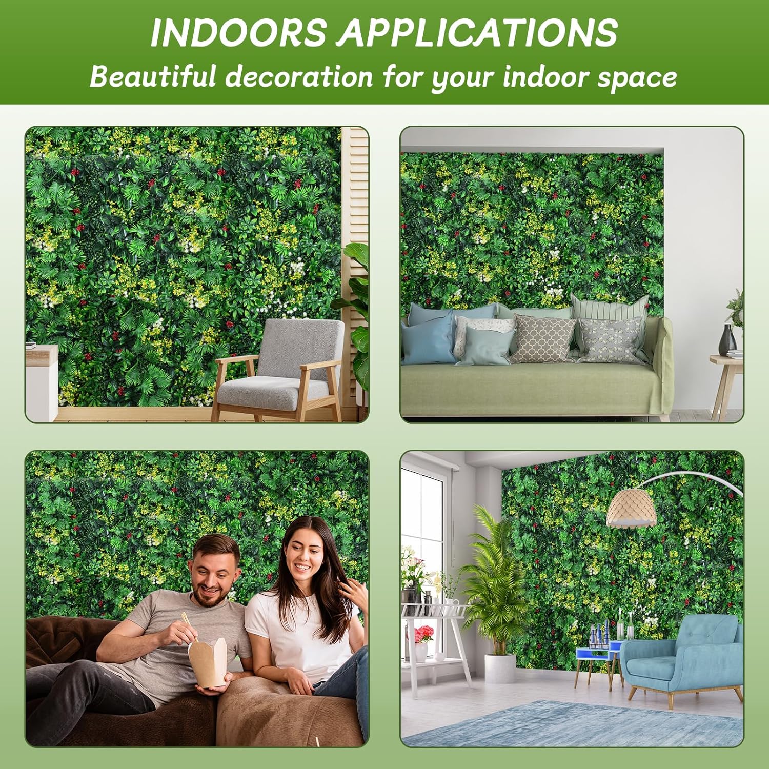 Artificial Grass Wall Panels, 12 Pack 20"x20" UV-Anti Greenery Boxwood Panels, Privacy Green Wall Decor, Plant Hedge Fence Screen for Indoor Home Wedding Decor and Outdoor Backyard