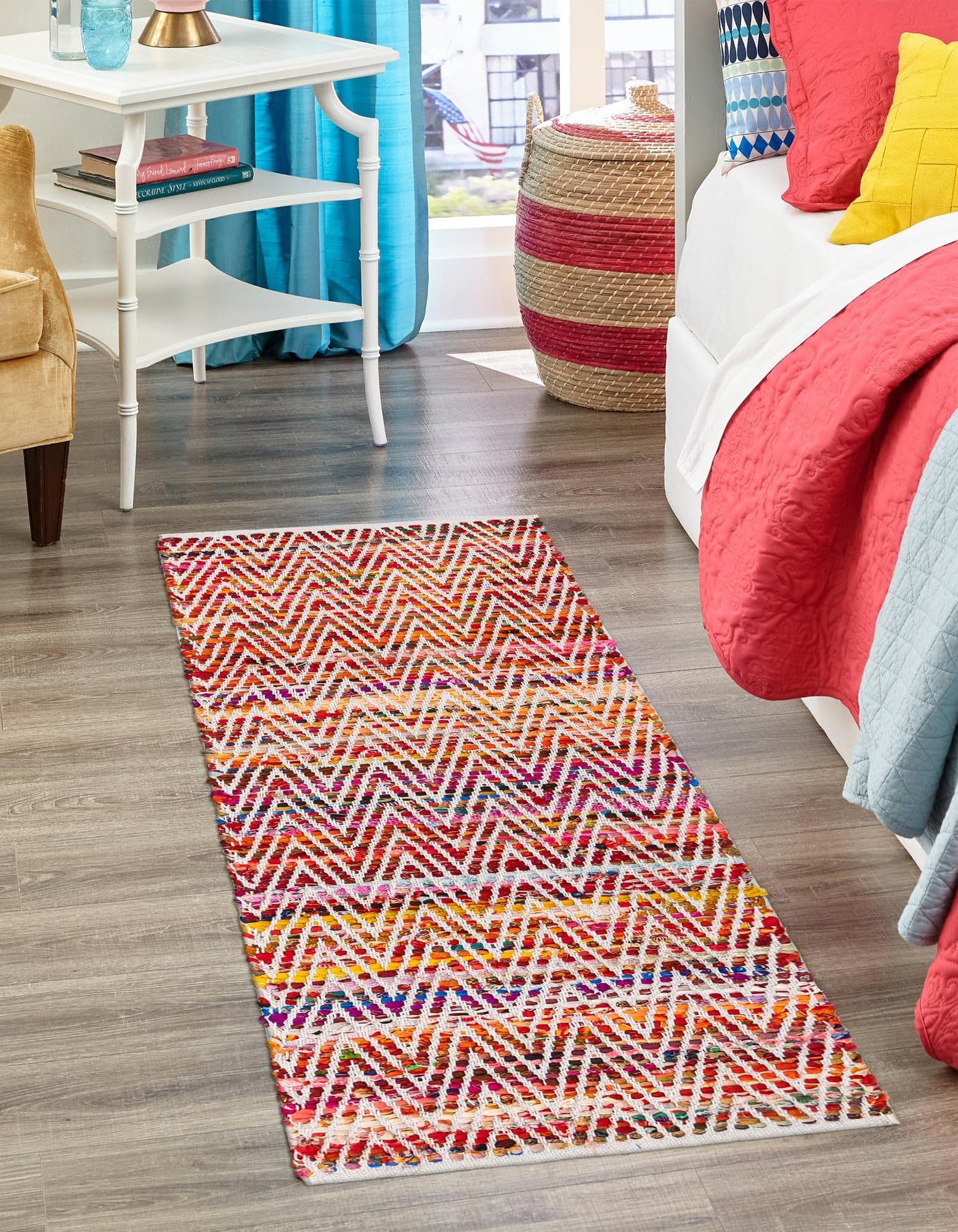 Indian Handmade Braided Multi Chindi Cotton Area Rug, Jute Rug, Dining Room, Living Room, Doormat Rug Size - 2.6 x 5 Feet (78 cm x 150 cm) — image 1