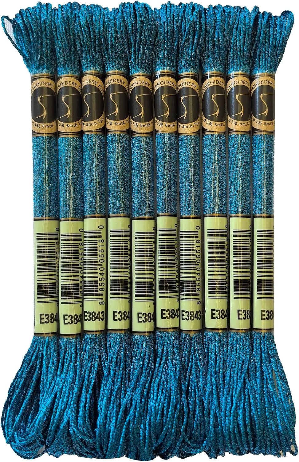 8 Meters 12 Strands Metallic Embroidery Floss Cross Stitch Needlework Thread, Metallic Gold, 10 Skeins