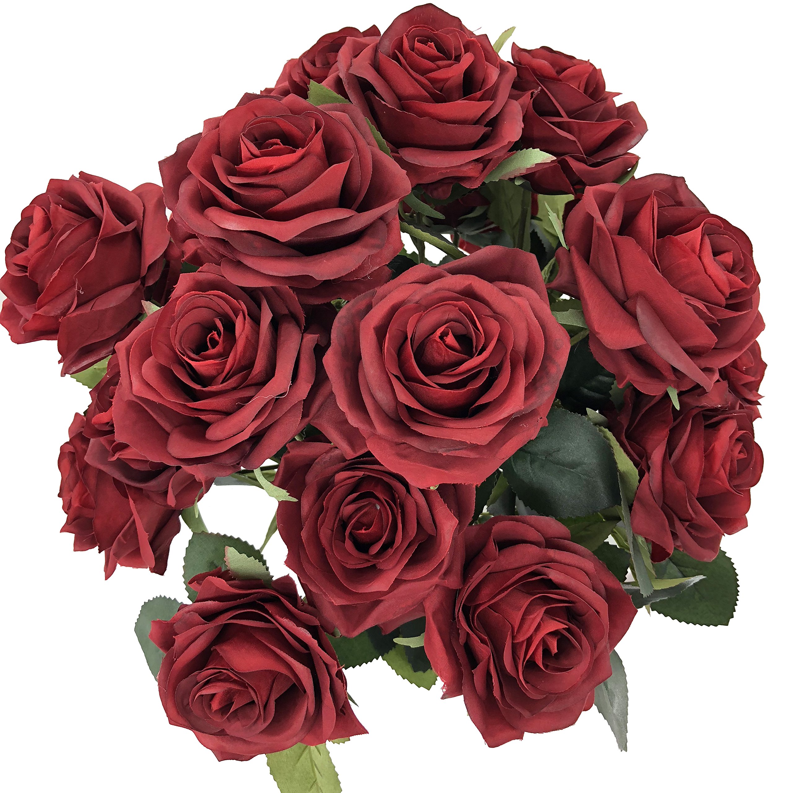 Amazon｜ワインレッド 2束 (合計20ヘッド) ローズフラワーブーケ DIY用