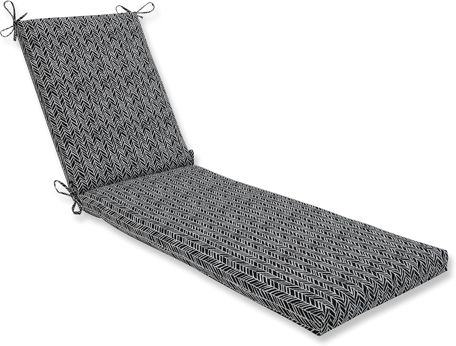 Pillow Perfect - 611570 Outdoor/Indoor Herringbone Night Chaise Lounge Cushion, 80" x 23", Black