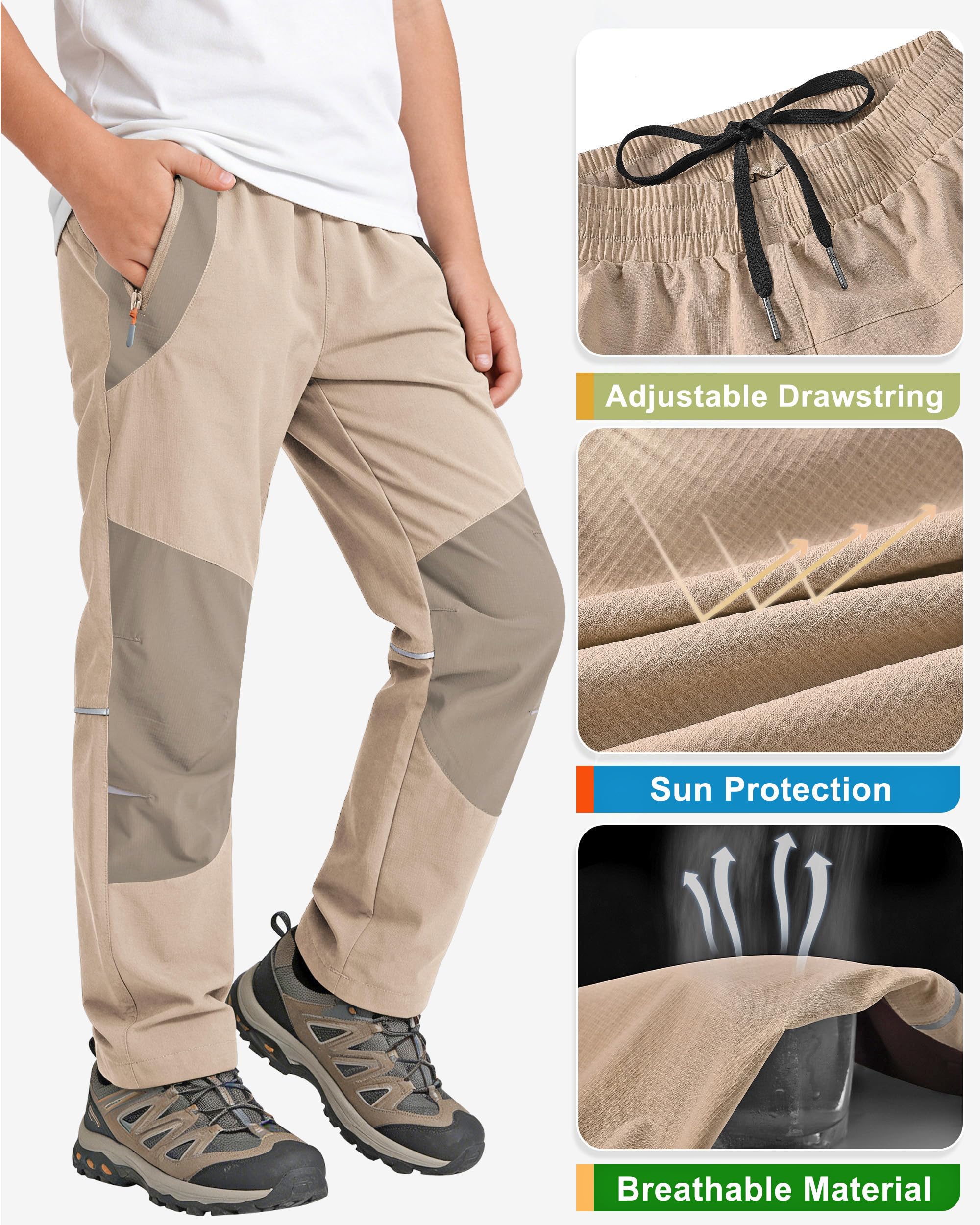 Wanderhose Kinder Sommer Wasserdicht Outdoorhose Jungen Arbeitshose Mädchen Trekkinghose mit Gummibund