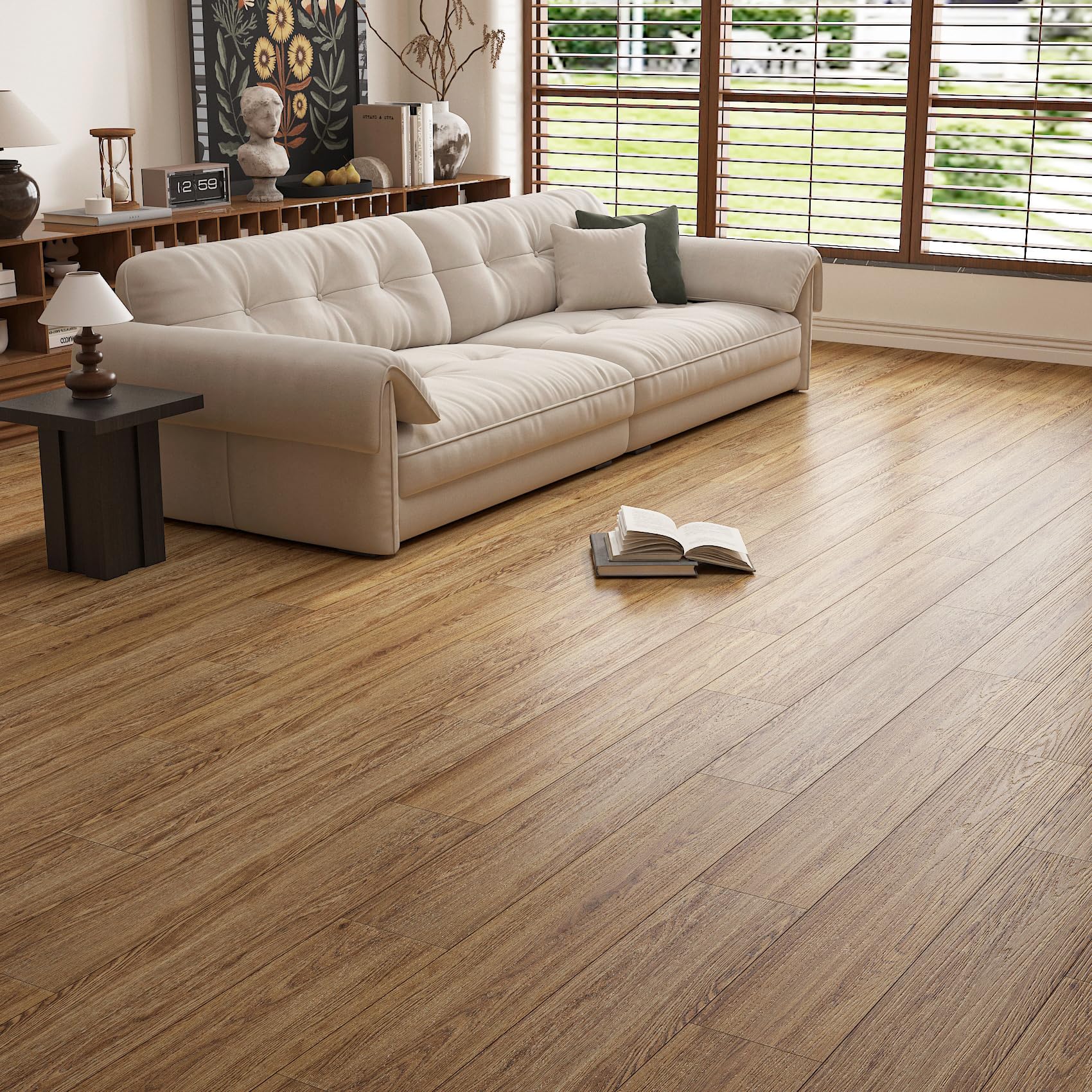 Stickyart 36 Pezzi Pavimento Adesivo Legno Marrone Impermeabili 90cm X 15cm Piastrelle Adesive Pavimento Effetto Legno Mattonelle Adesive Cucina Parquet Adesivo per Bagno Pavimenti PVC Garage Salotto