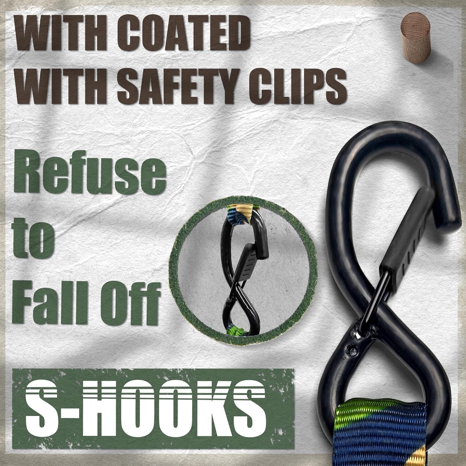 KJE Camo Retractable Ratchet Straps, (4) 1" x 10' Tie Down Strap + (4) Soft Loop -Heavy Duty 1,650lb Max Break Strength, S-Hook W/Clip, Self Retracting Ratchet Strap for Motorcycle, Kayak, ATVs, Boats