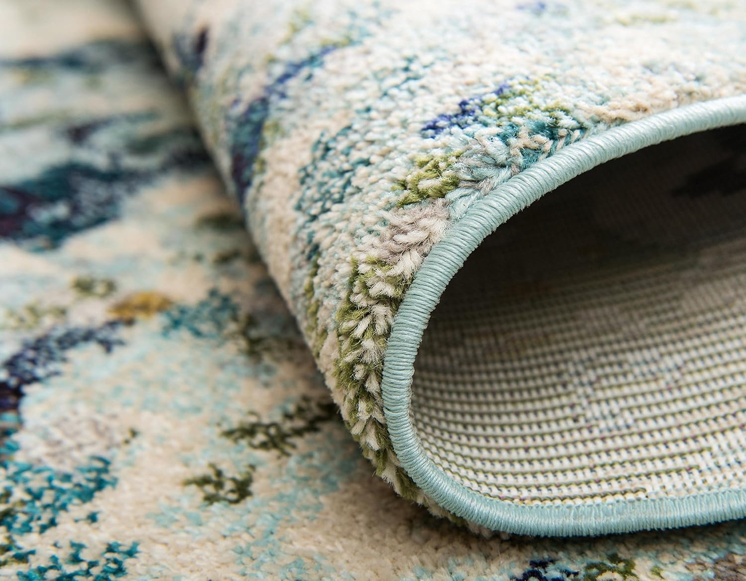 Unique Loom Chromatic Collection Area Rug - Champagne (2' 7" x 10' Runner, Light Blue/ Blue)