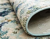 Vista 5 de Unique Loom Chromatic Collection Area Rug - Champagne (2' 7" x 10' Runner, Light Blue/ Blue)