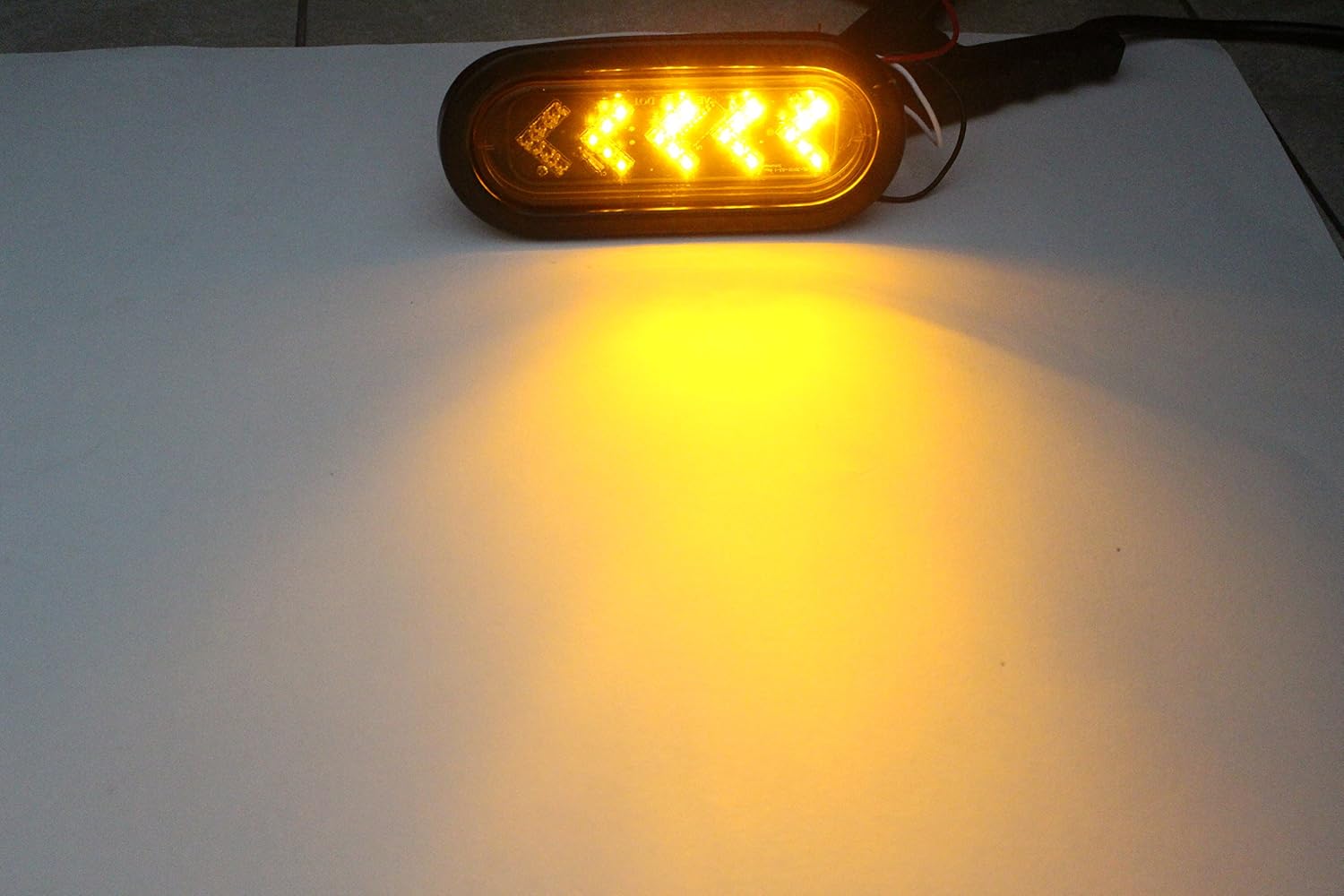 Blingbling Pack of 6 LED Sealed 6 7/16" Oblong Arrow Turn Signal Light Kit Amber with Sequential Light, Grommet and Plug Truck Trailer RV