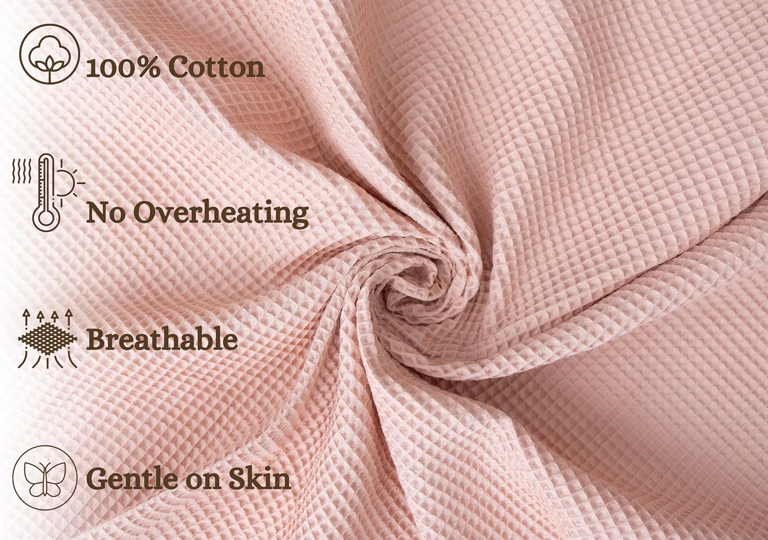Leyl&Ari Waffle Baby Blanket |100% Cotton Soft Thin Honeycomb Breathable Summer Thermal for Infant Newborn, Toddler Crib | Gender Neutral Essential Accessories and Gift (Baby Pink)