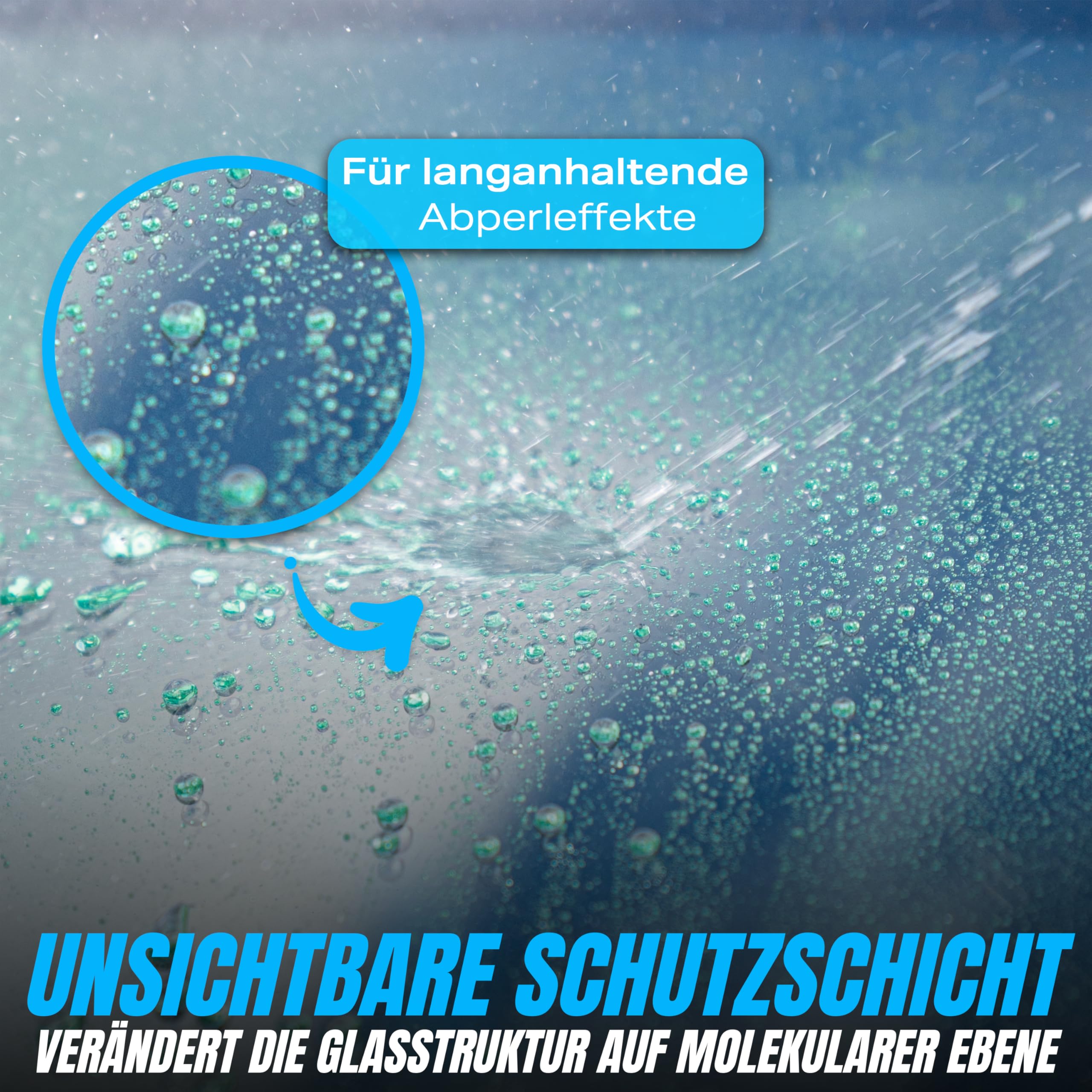 ShinyChiefs RAIN AMOR Set - Autoscheiben-Versiegelung mit hydrophobem Schutz - Lässt Regen und Schnee abperlen - Langer Halt, Glasversiegelung bis zu 2 Monate, 50ml, Microfasertuch & Applikatorpad
