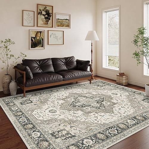 Miniatura 112 de Alfombras de área de 8 x 10 pies para sala de estar, vintage lavable con parte trasera antideslizante, resistente a las manchas, alfombra de área