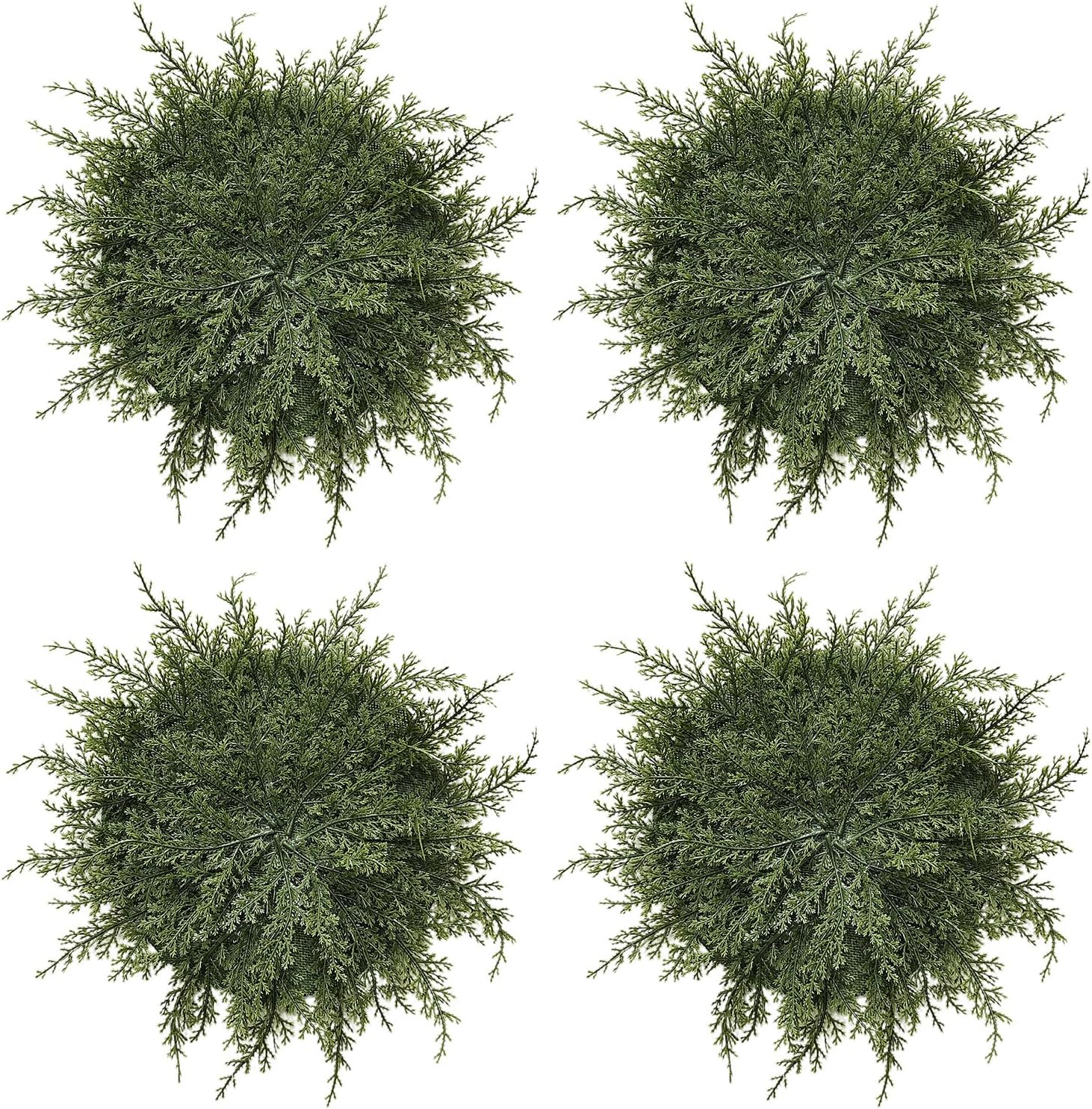 BestAlice 4 PCS Christmas Placemats Set, Christmas Round Placemats with Artificial Pine Branches, Winter Place Mats Dining Table Mats for Christmas Party Decorations (A)